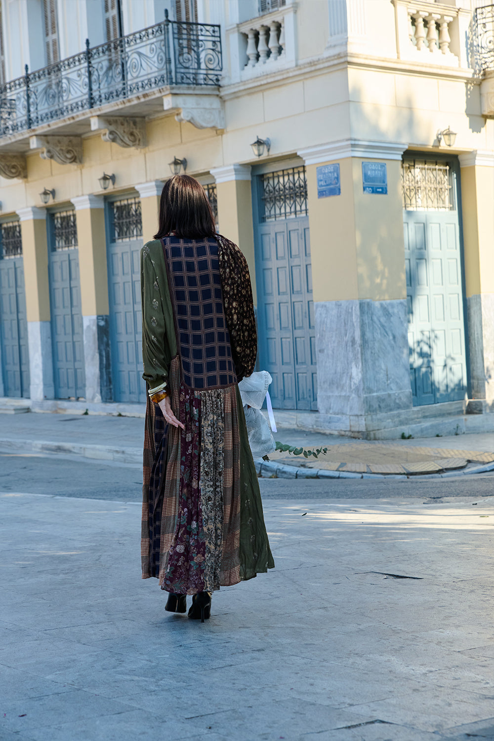 Multi Colour-Block Printed Midi Dress