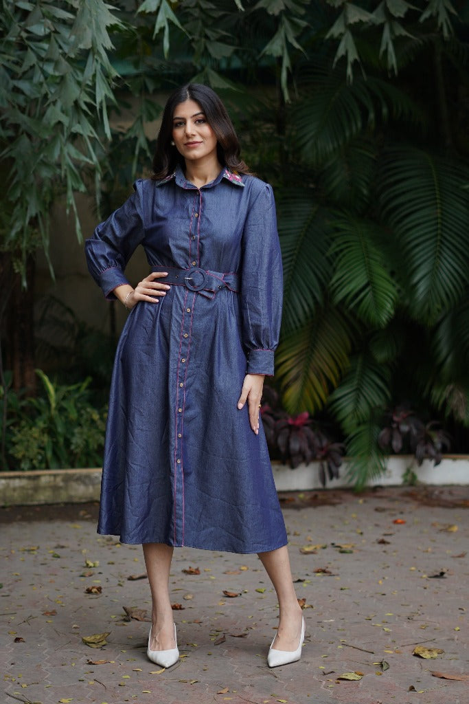 Blue chambray shirt dress best sale