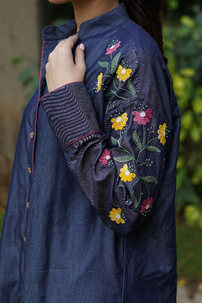 Blue chambray tunic with pants