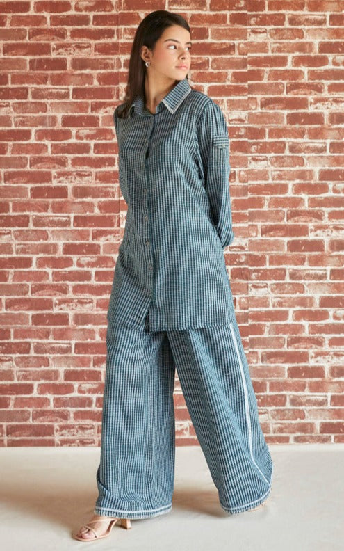 Dark Green cotton check co-ord set