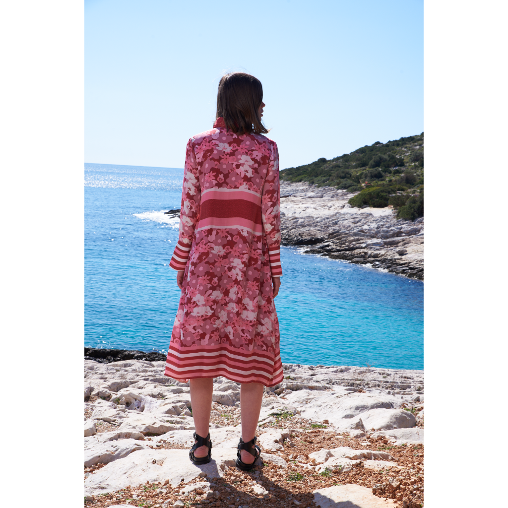 Pastel placement printed floral shirt dress