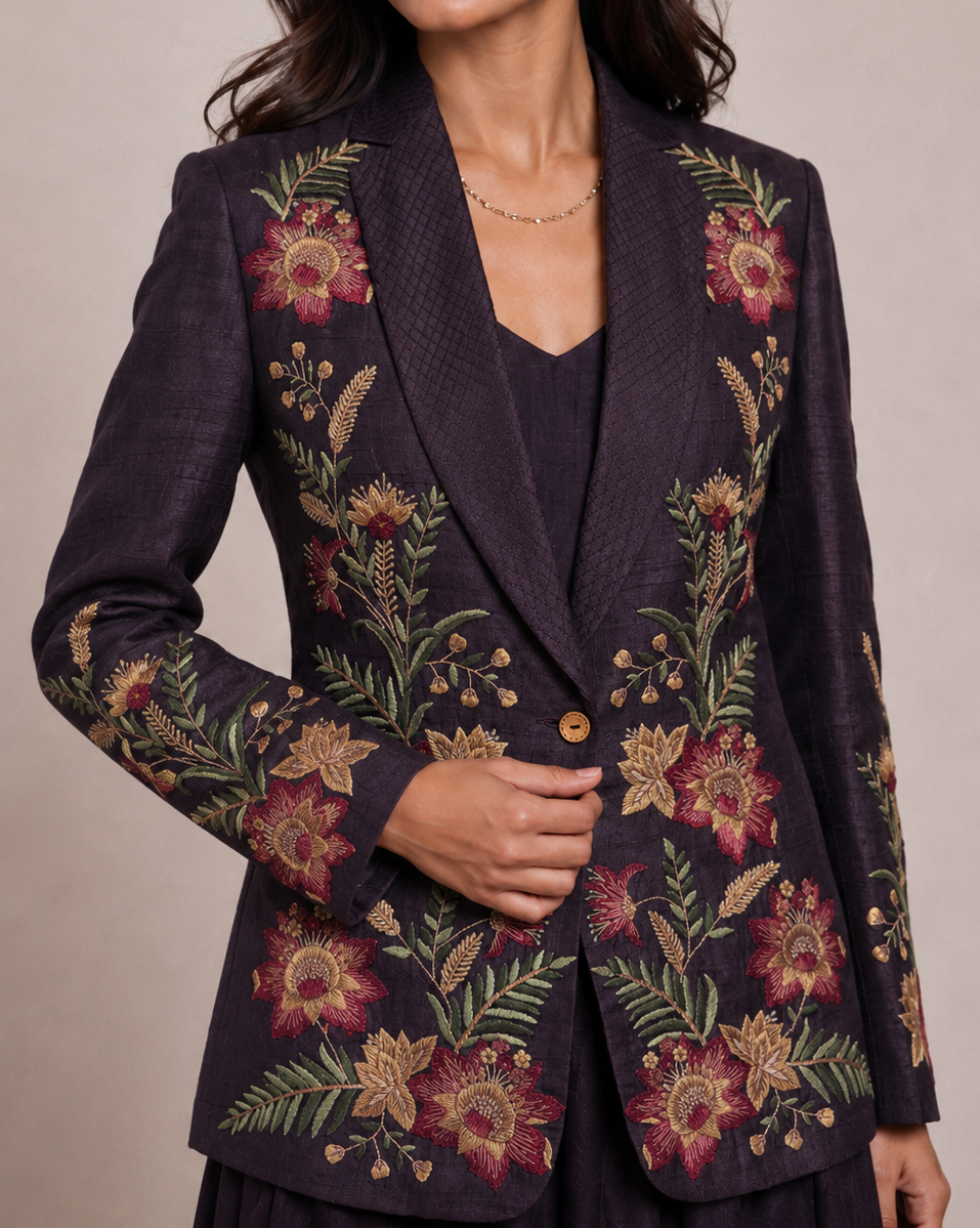 Deep Purple Embroidered Jacket