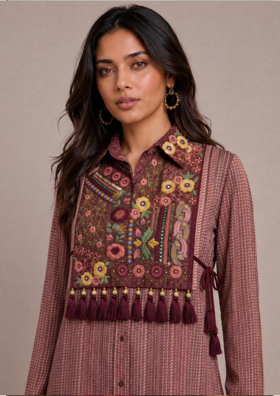 Maroon Multi Embroidered Bib