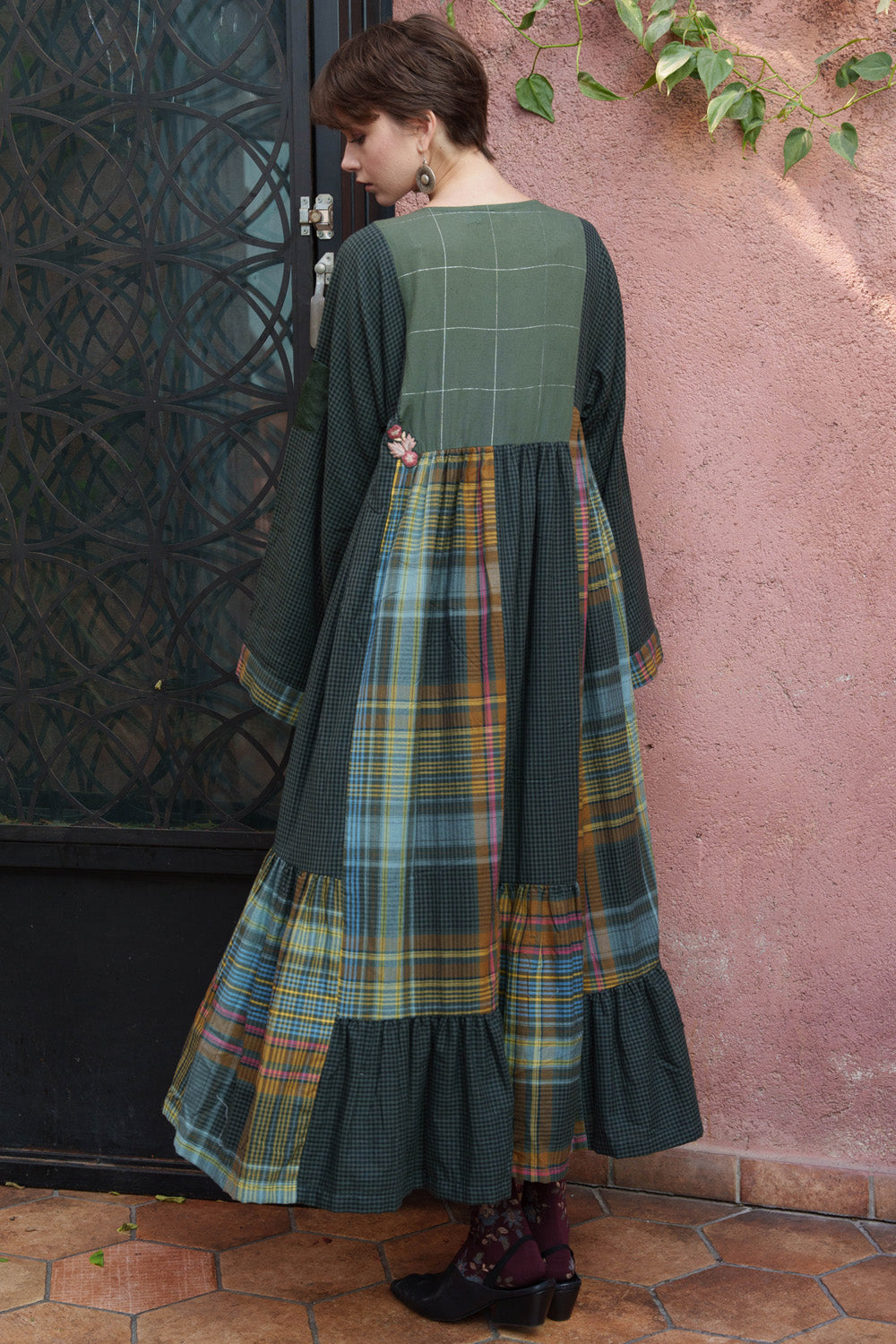 Green Cotton Midi Dress.
