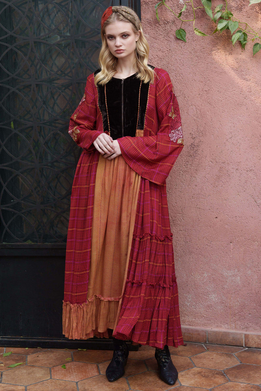 Red Cotton Velvet Dress