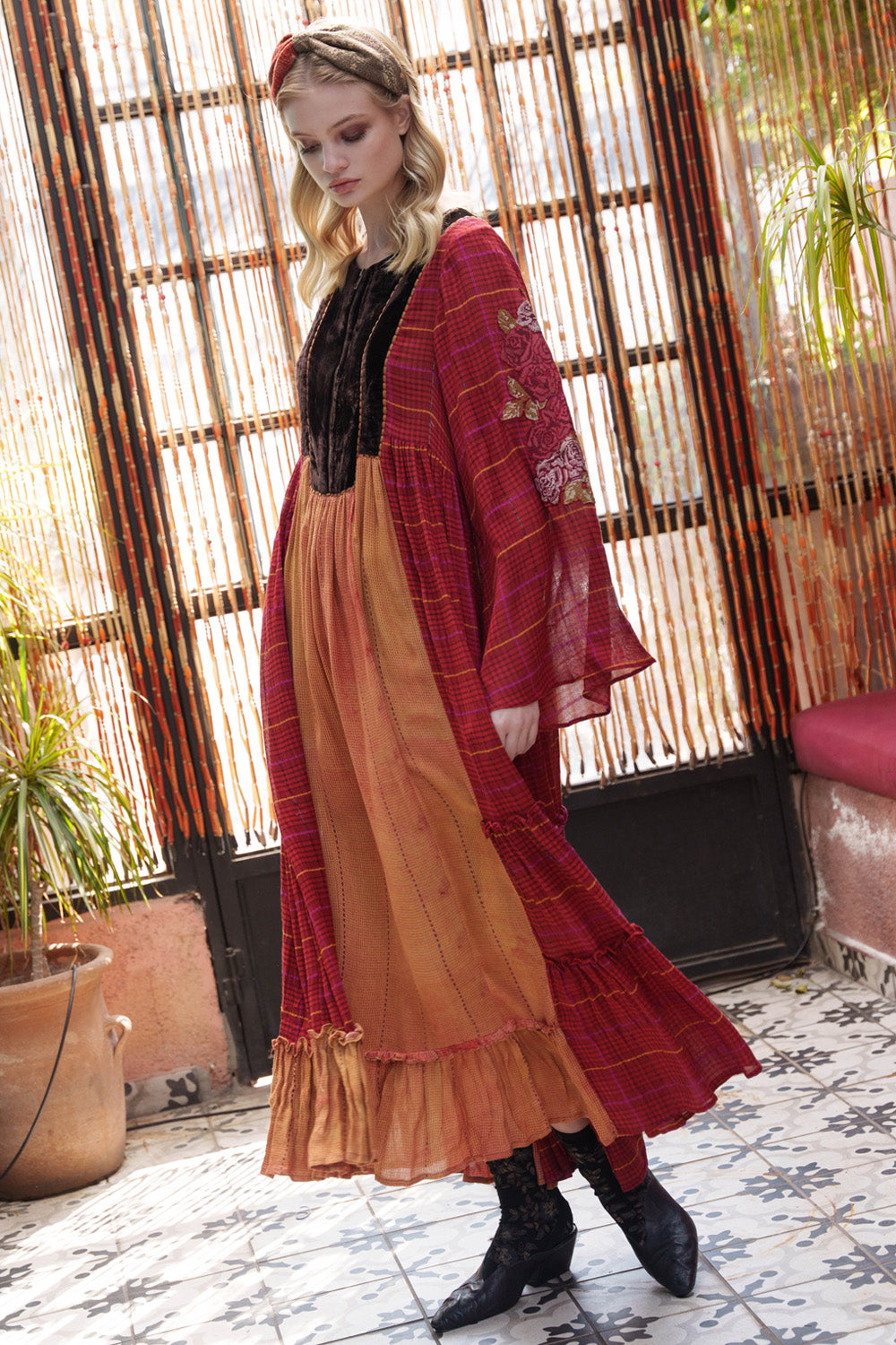 Red Cotton Velvet Dress