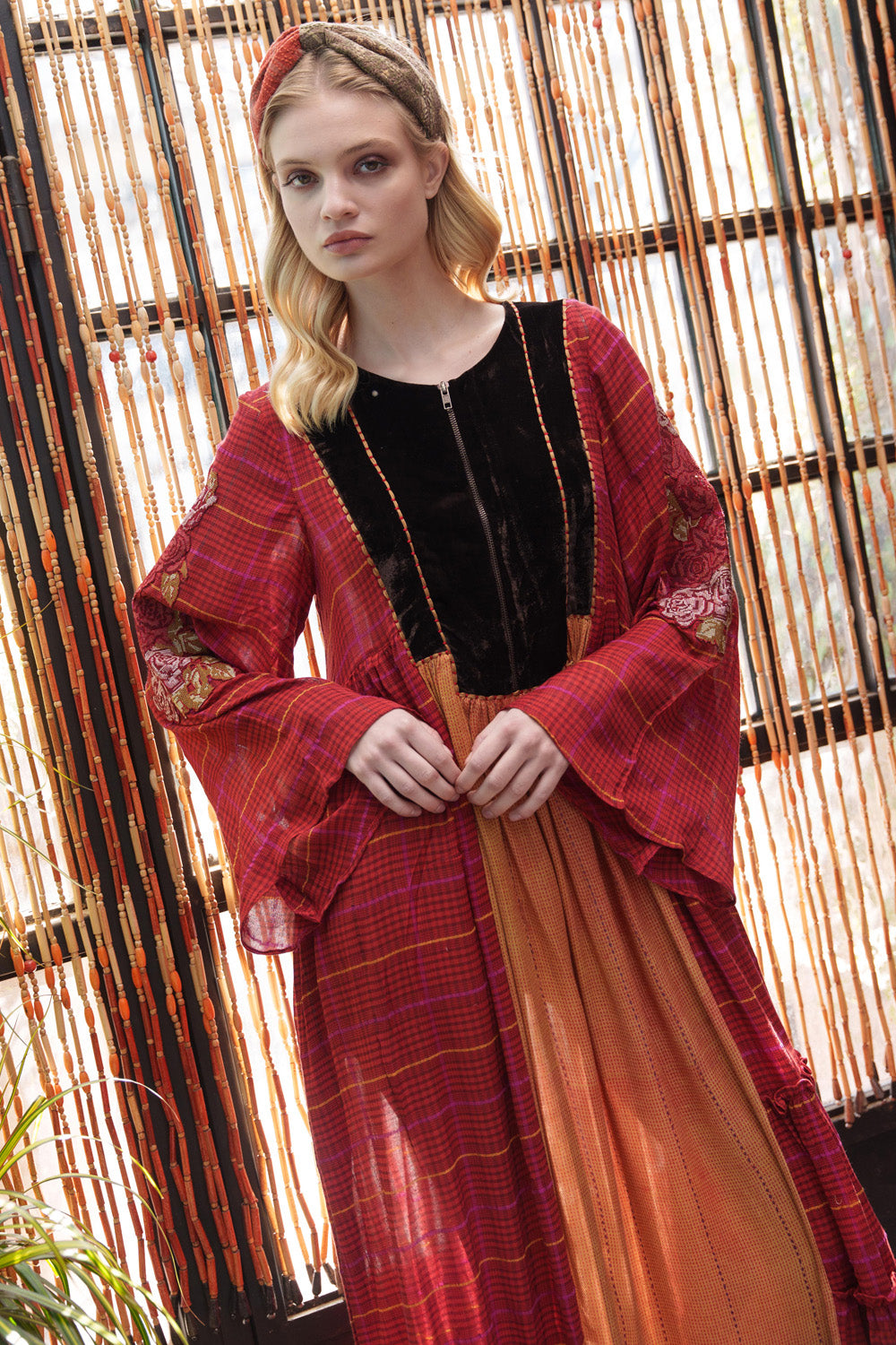 Red Cotton Velvet Dress