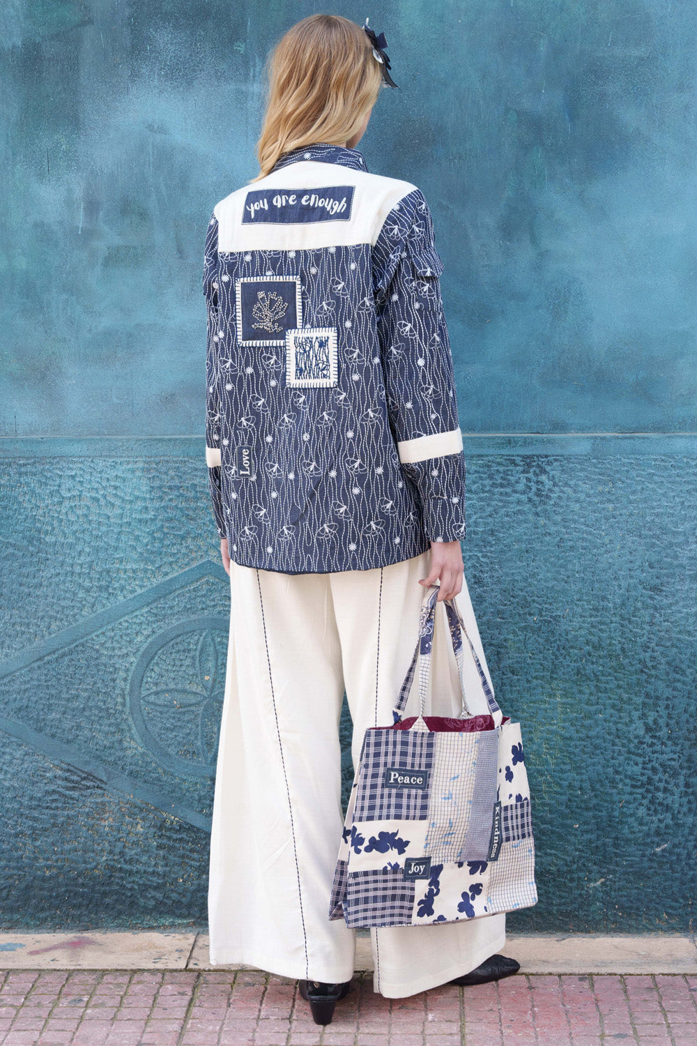 You are enough denim embroidered jacket