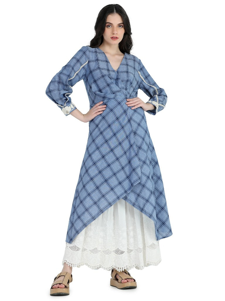 Blue checks and schiffli dress.