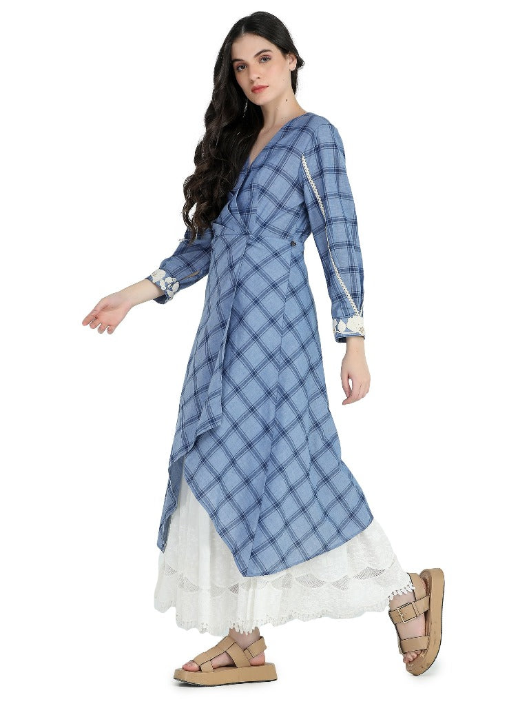 Blue checks and schiffli dress.