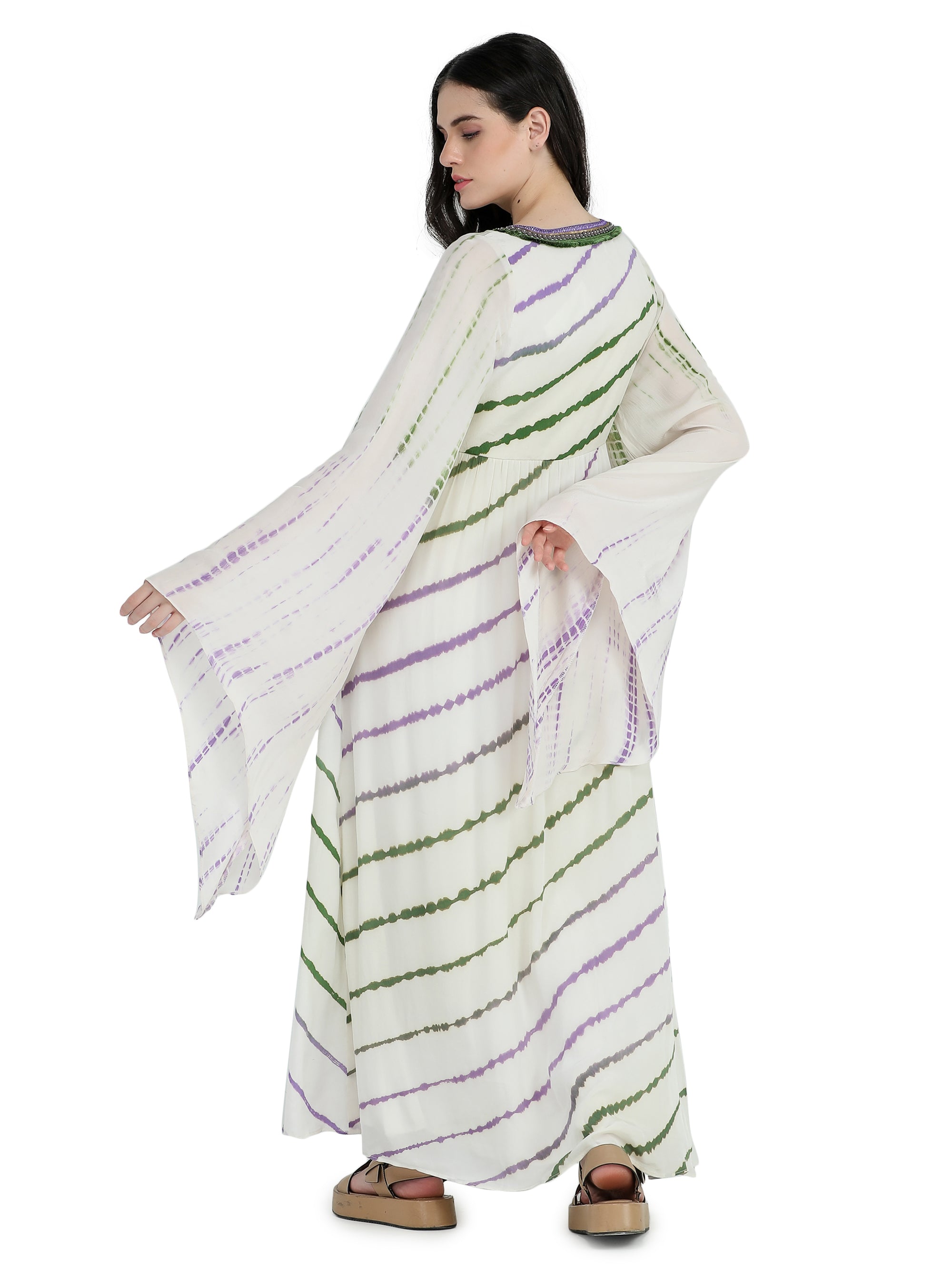Bone crepe tie and dye kimono style kaftan