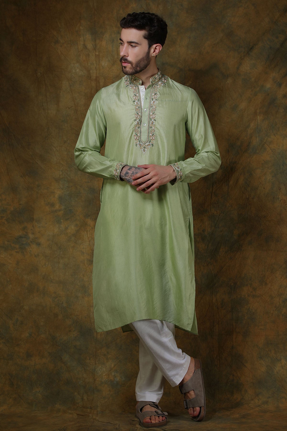 Mint Green Silk Kurta