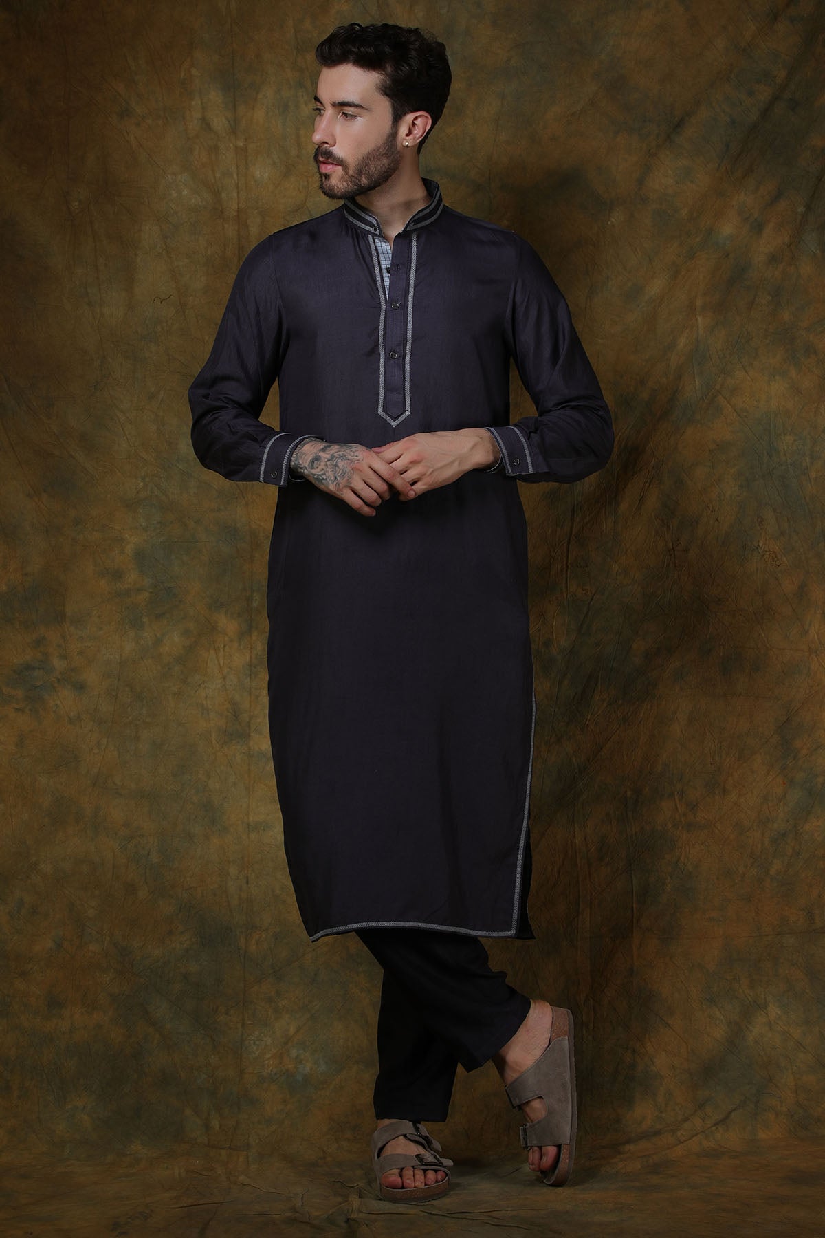 Charcoal Silk Kurta