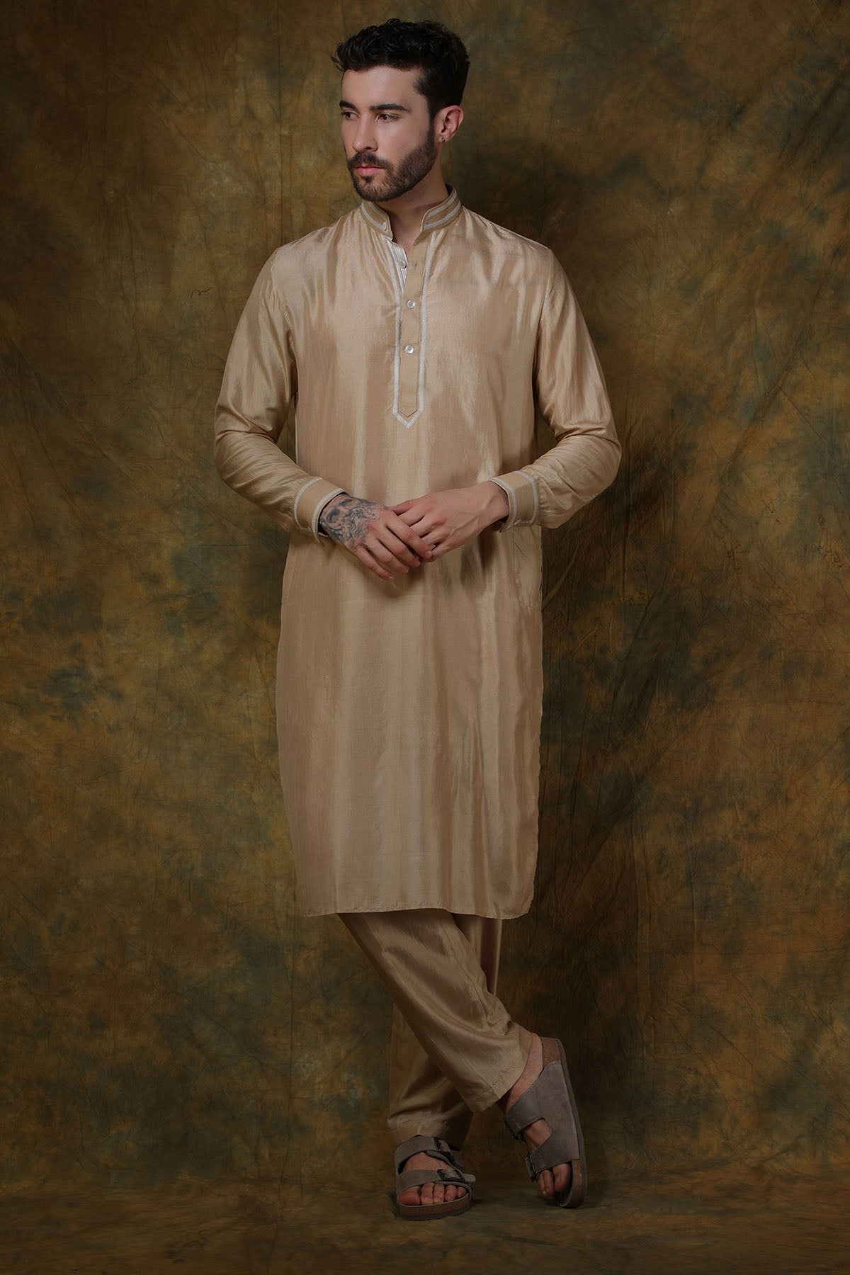 Beige Silk Kurta