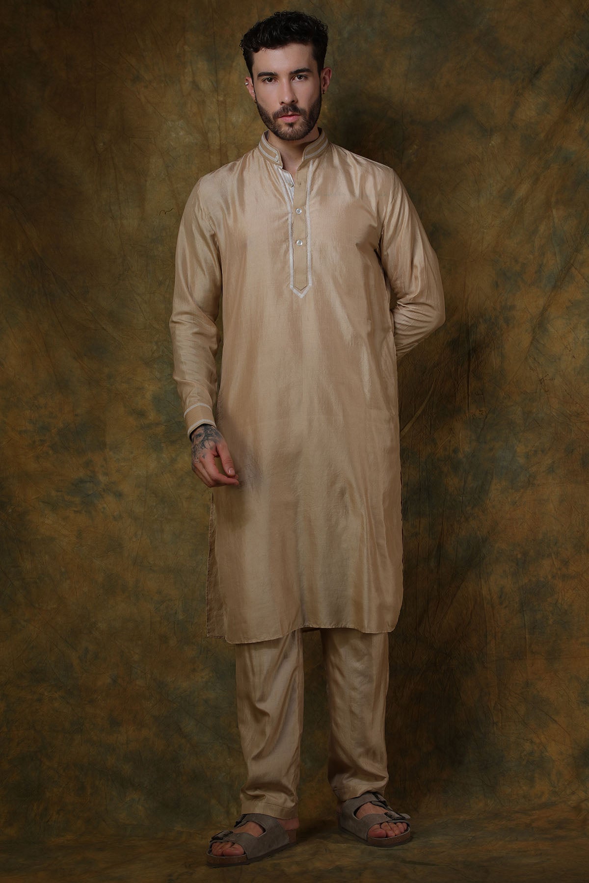 Beige Silk Kurta