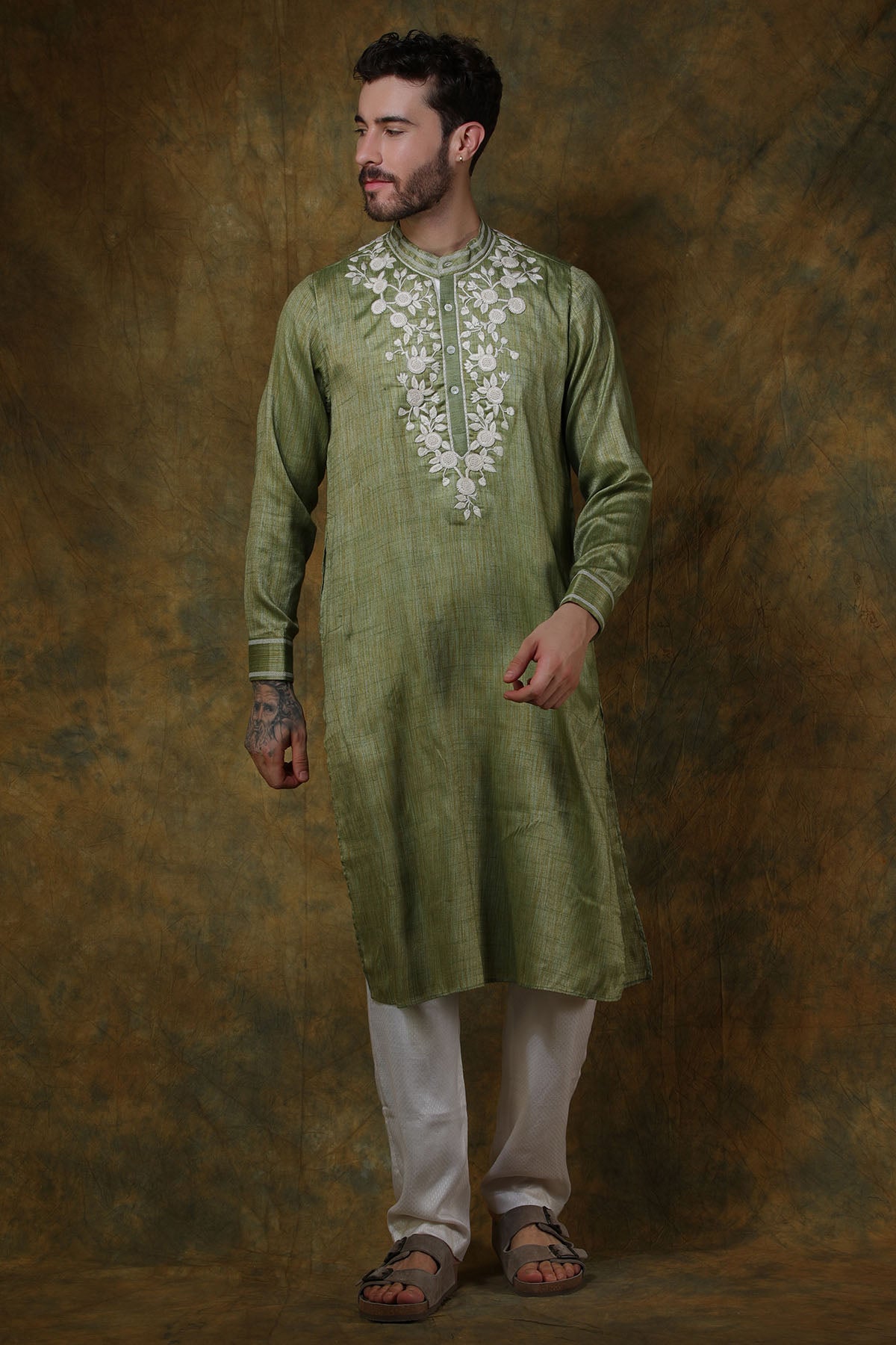 Green Silk Kurta