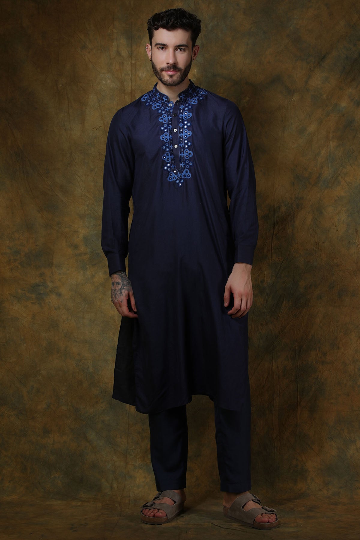 Midnight Blue Silk Kurta with pants