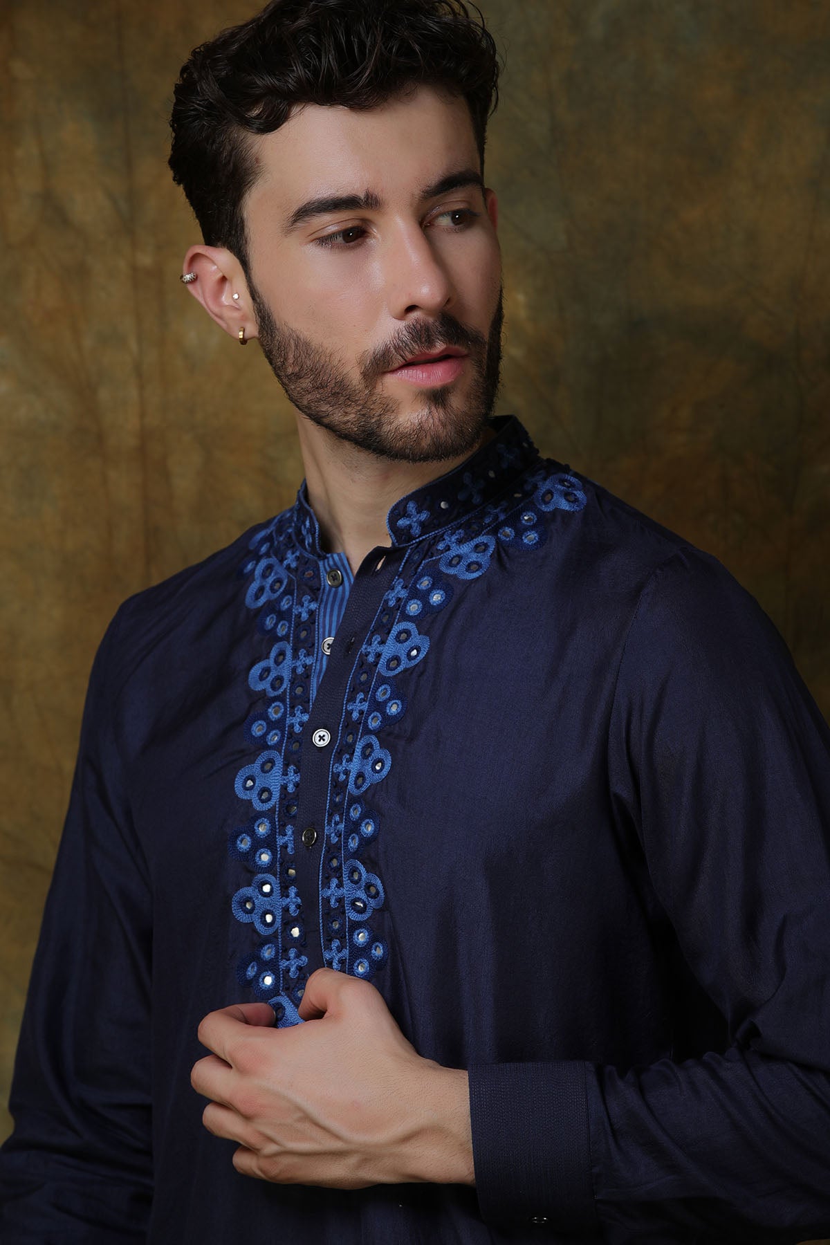 Midnight Blue Silk Kurta with pants