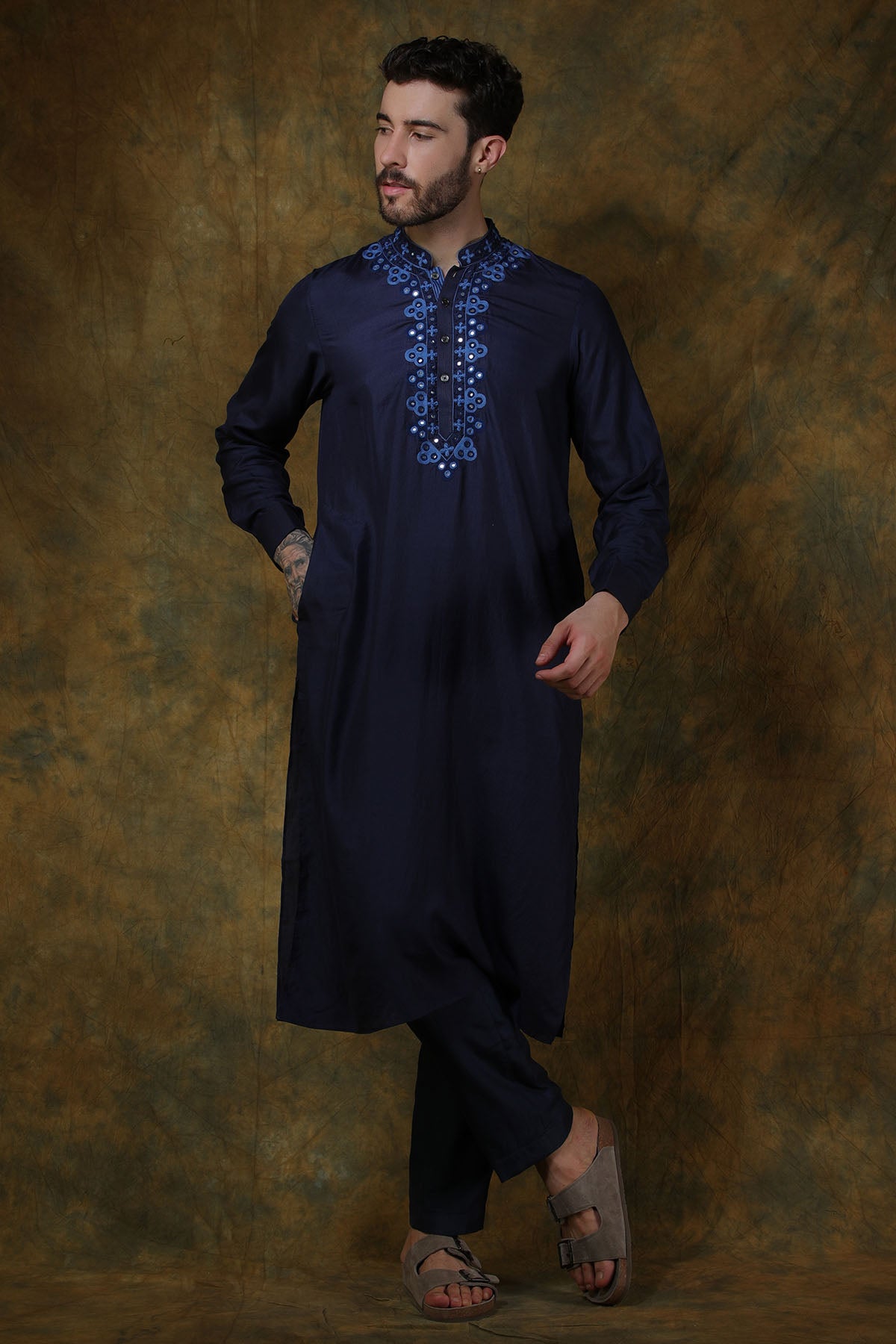 Midnight Blue Silk Kurta with pants
