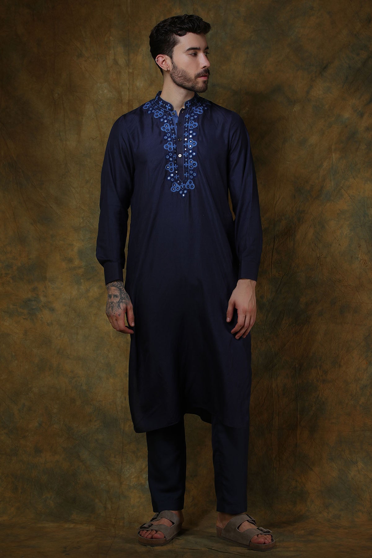 Midnight Blue Silk Kurta with pants