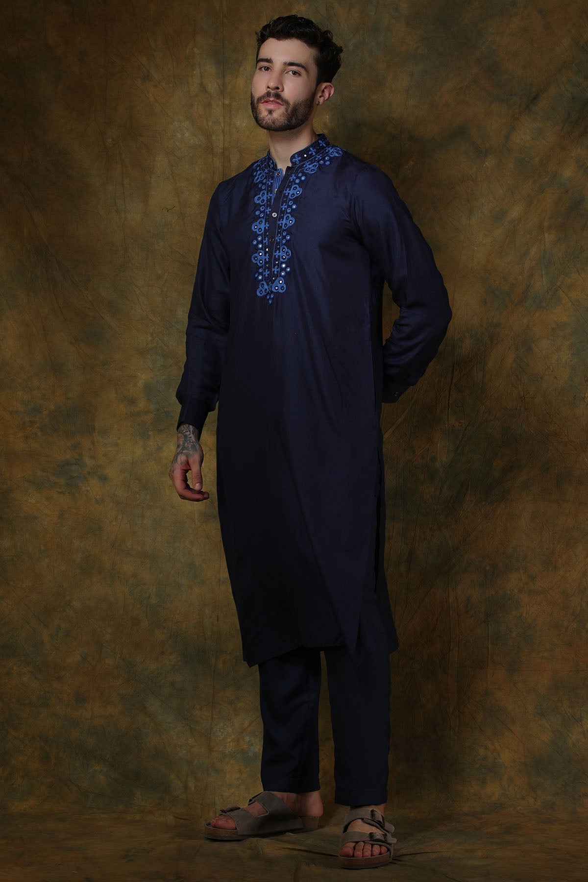 Midnight Blue Silk Kurta with pants