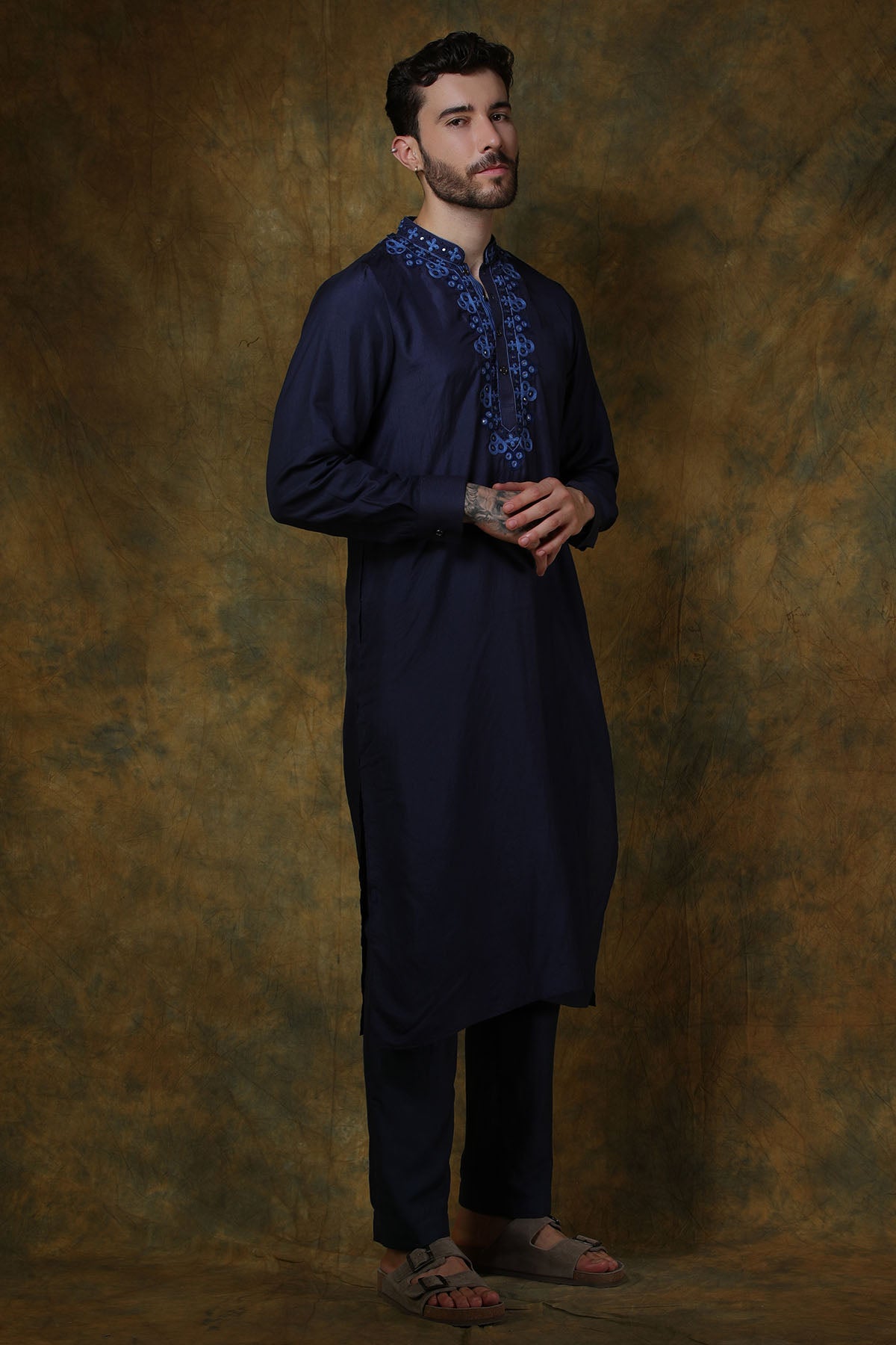 Midnight Blue Silk Kurta with pants