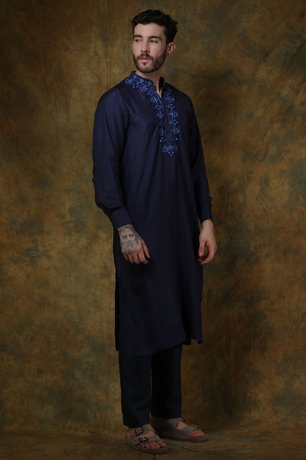 Midnight Blue Silk Kurta with pants