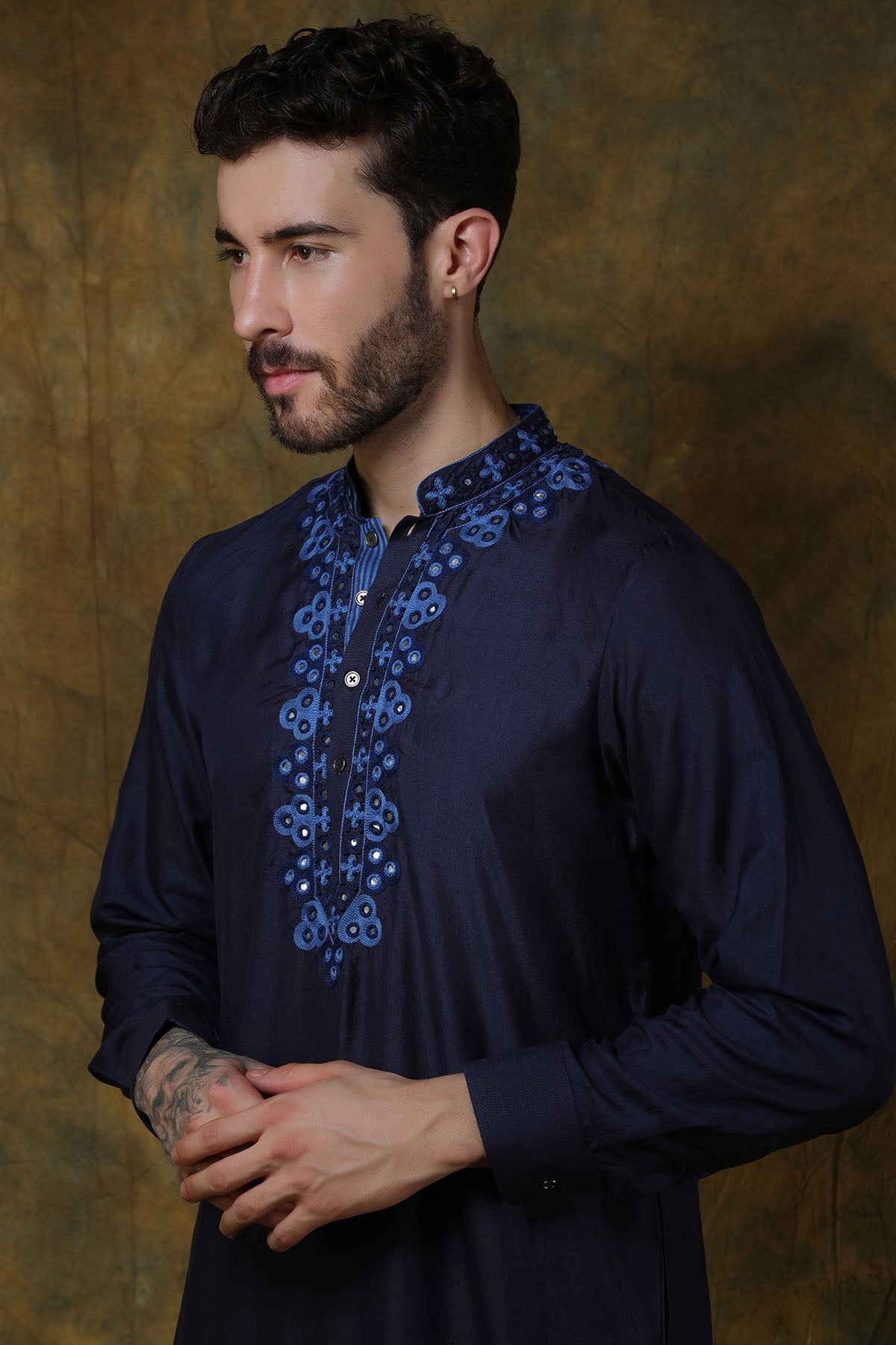 Midnight Blue Silk Kurta with pants