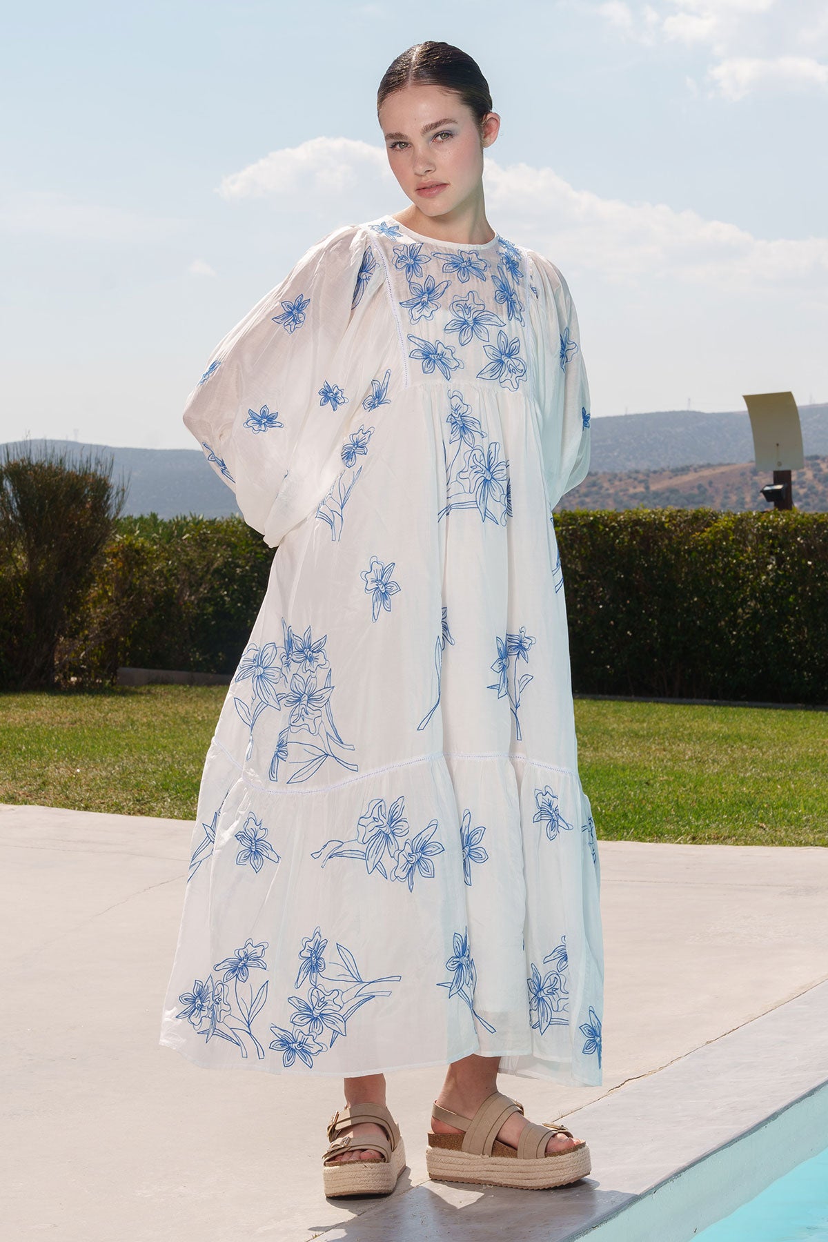 With Belt Long Sleeve Floral Midi Dress White Floral Embroidered Midi Dress With Belt Long Sleeve Floral Midi Dress White Floral Embroidered Midi Dress