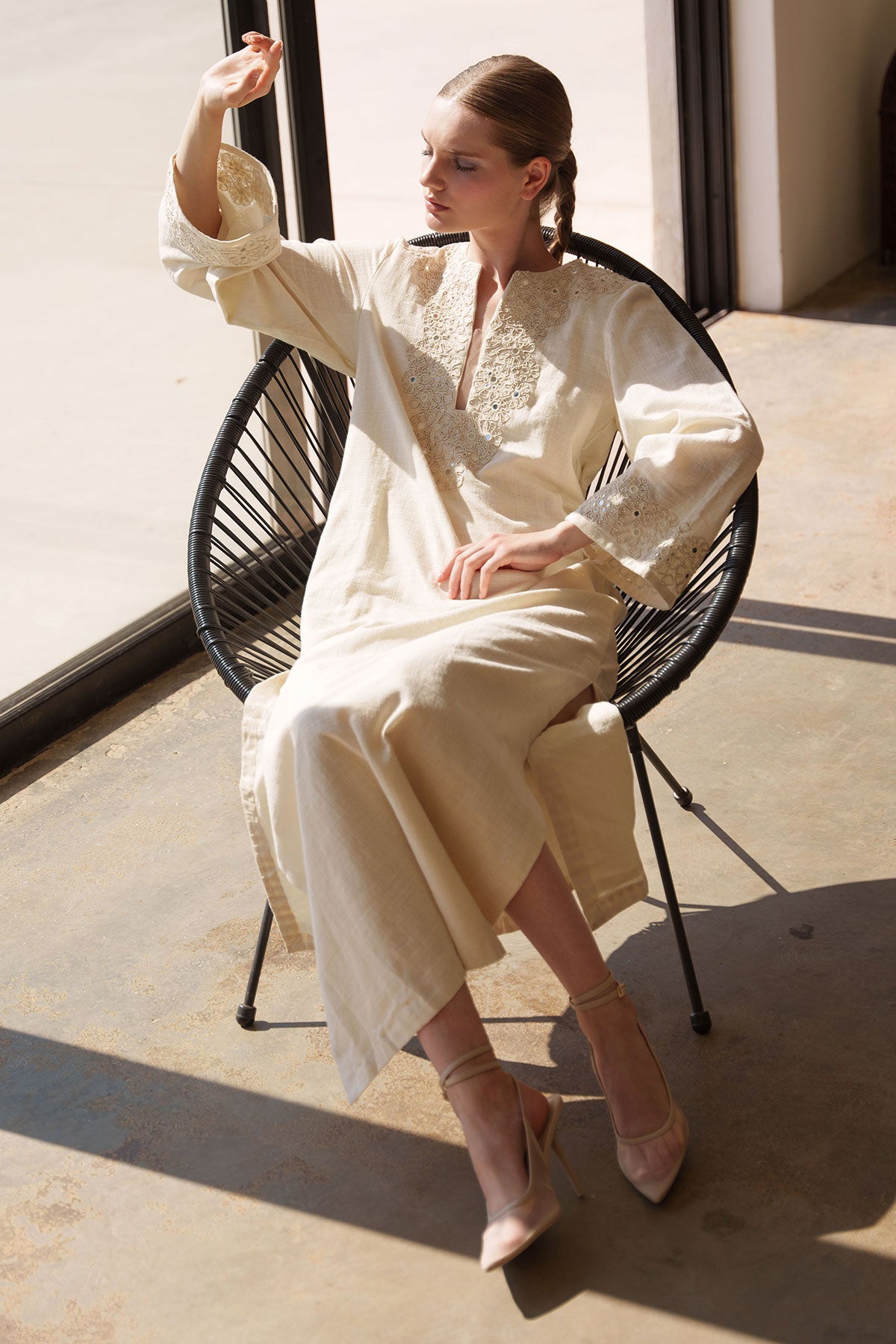 Debashree Biswas in Ecru Kaftan