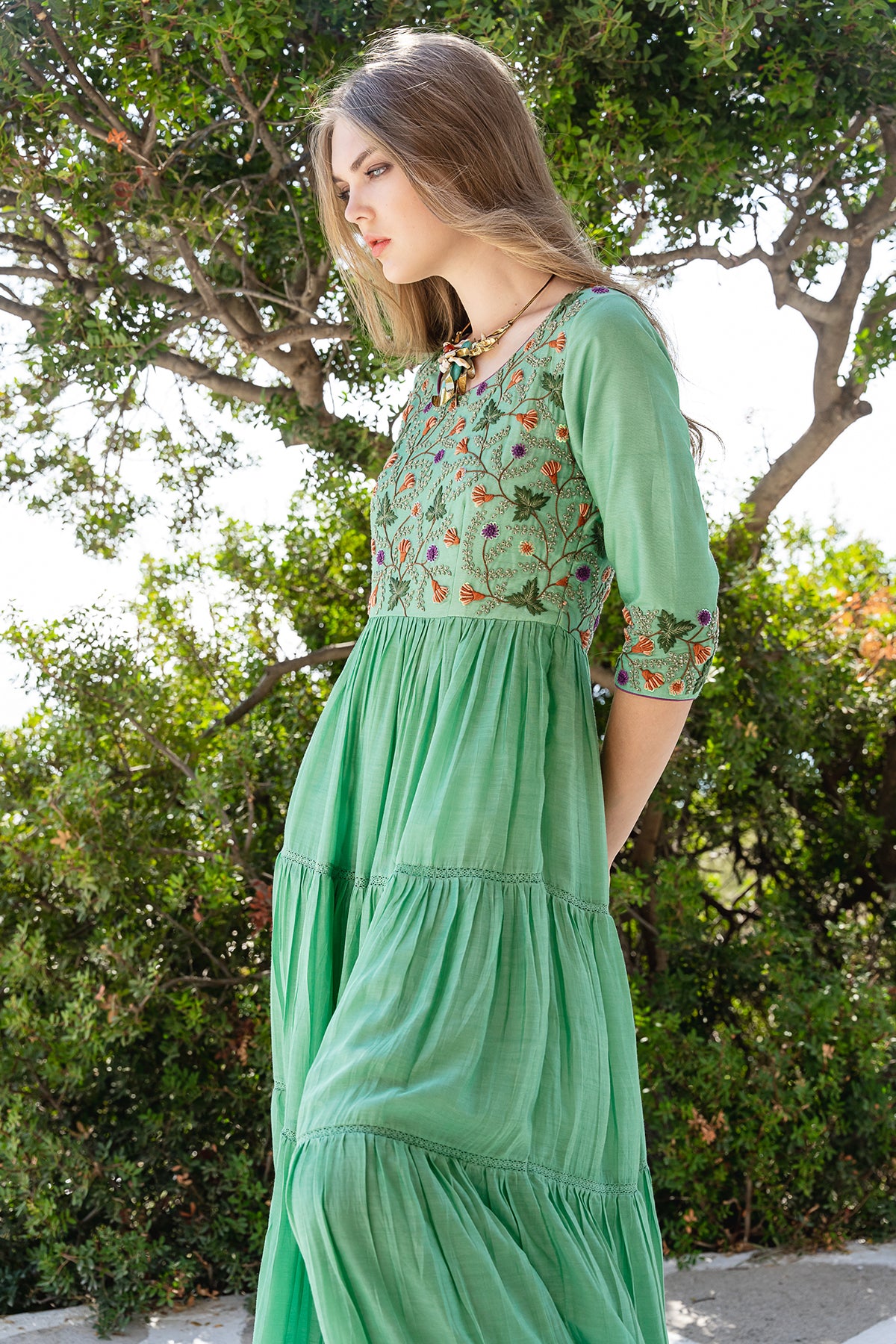Green Floral Maxi