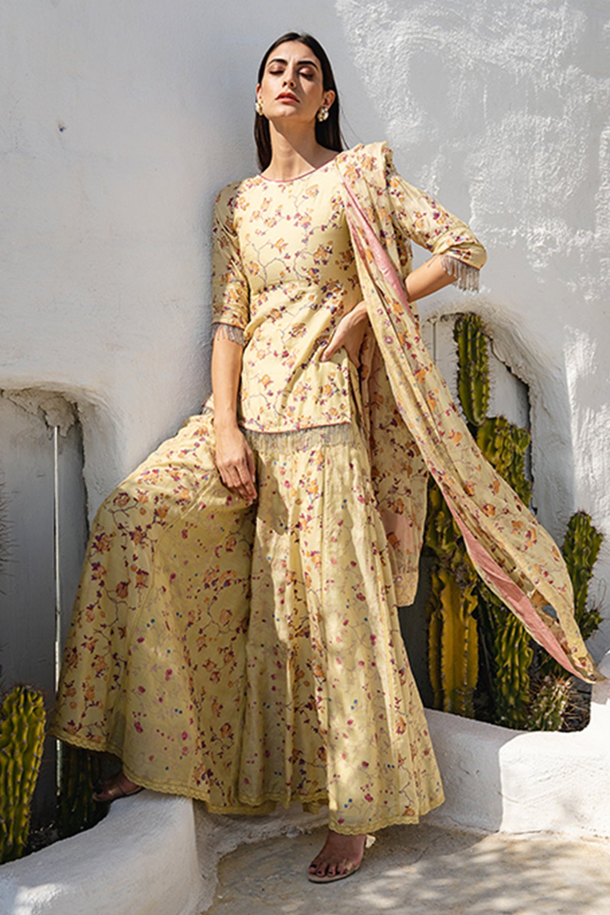 Yellow Printed Kurta Set