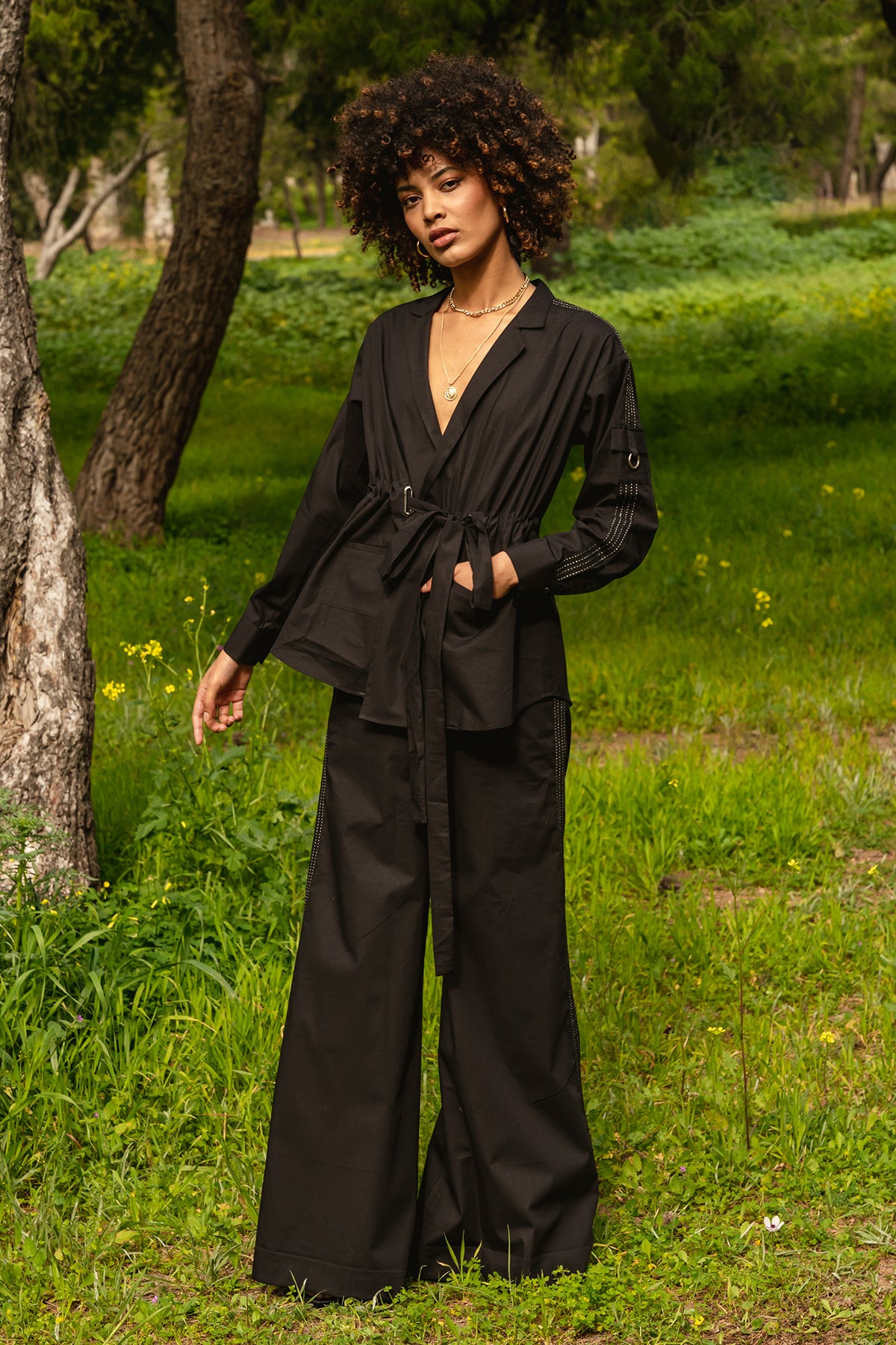 Murnal Thakur in our Black poplin shacket pant suit