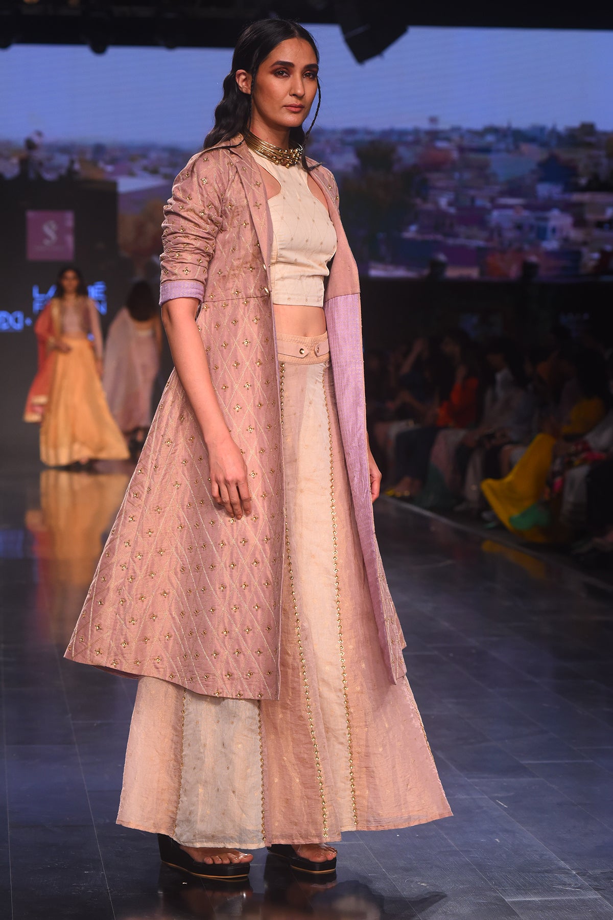 Danka Trench With Blouse Kalidar Palazzo and Embroidered Belt