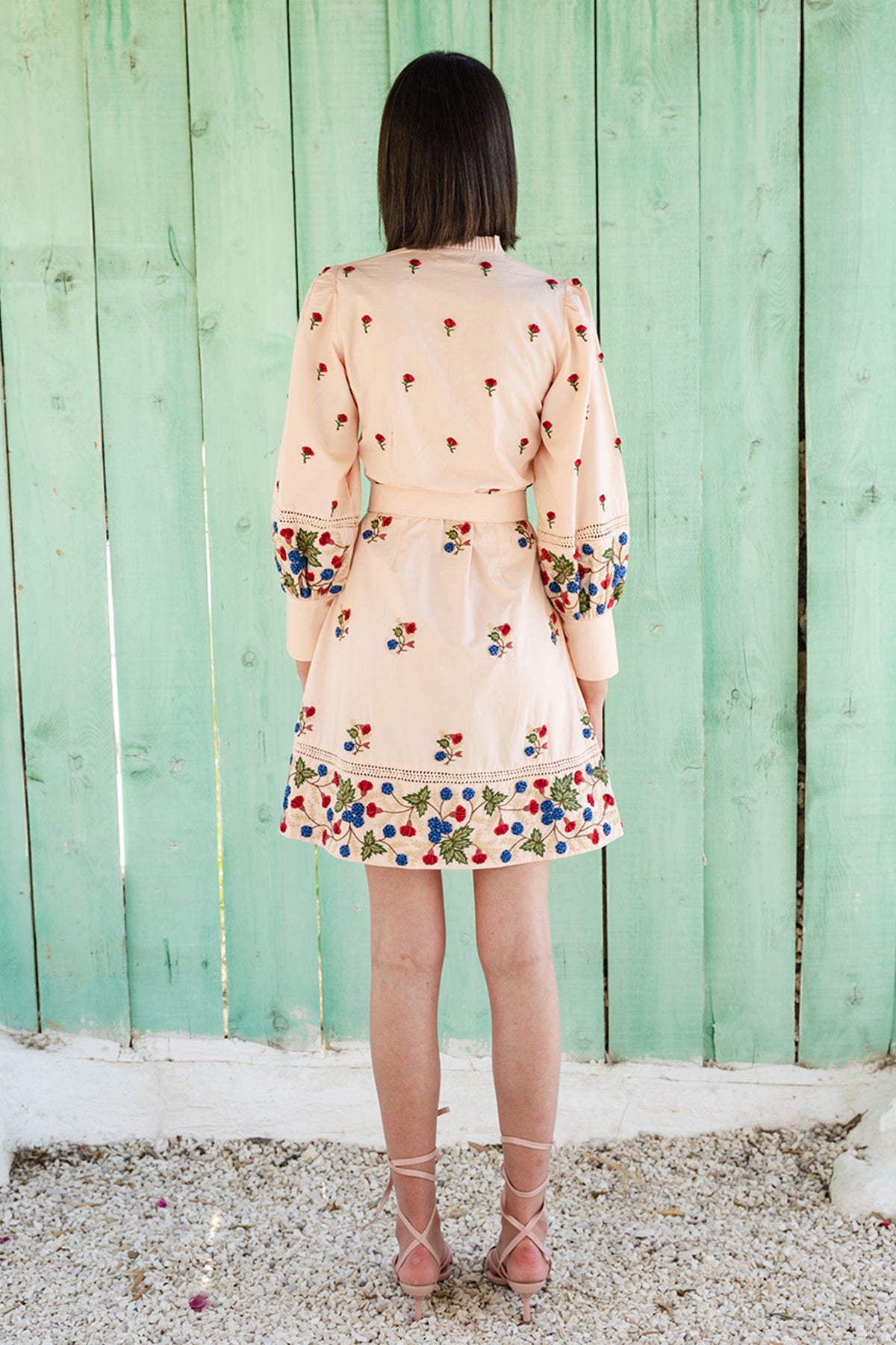 Custard Pink Poplin Front Open Short Dress