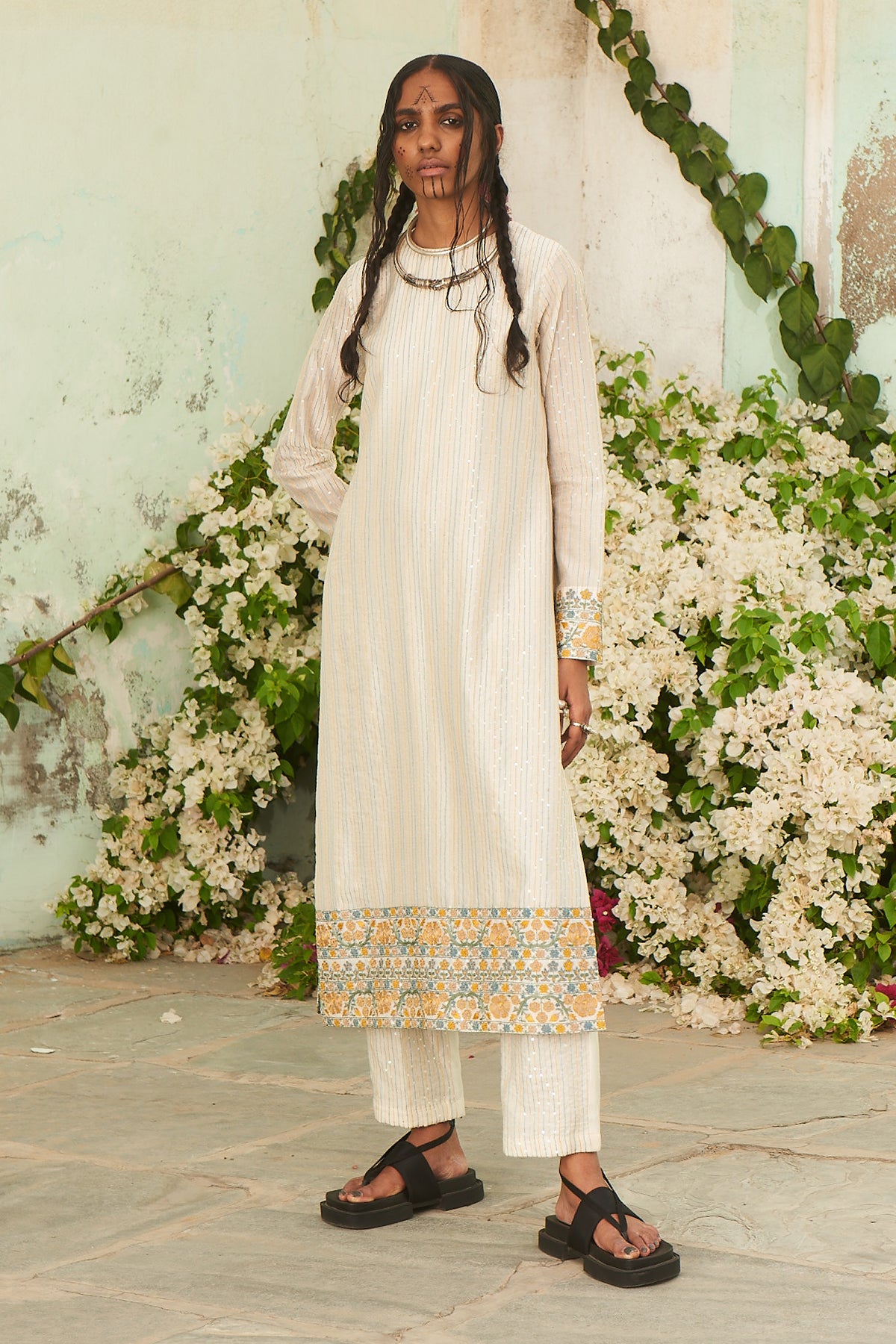 Ivory Ektari Embroidered Kurta with Pants