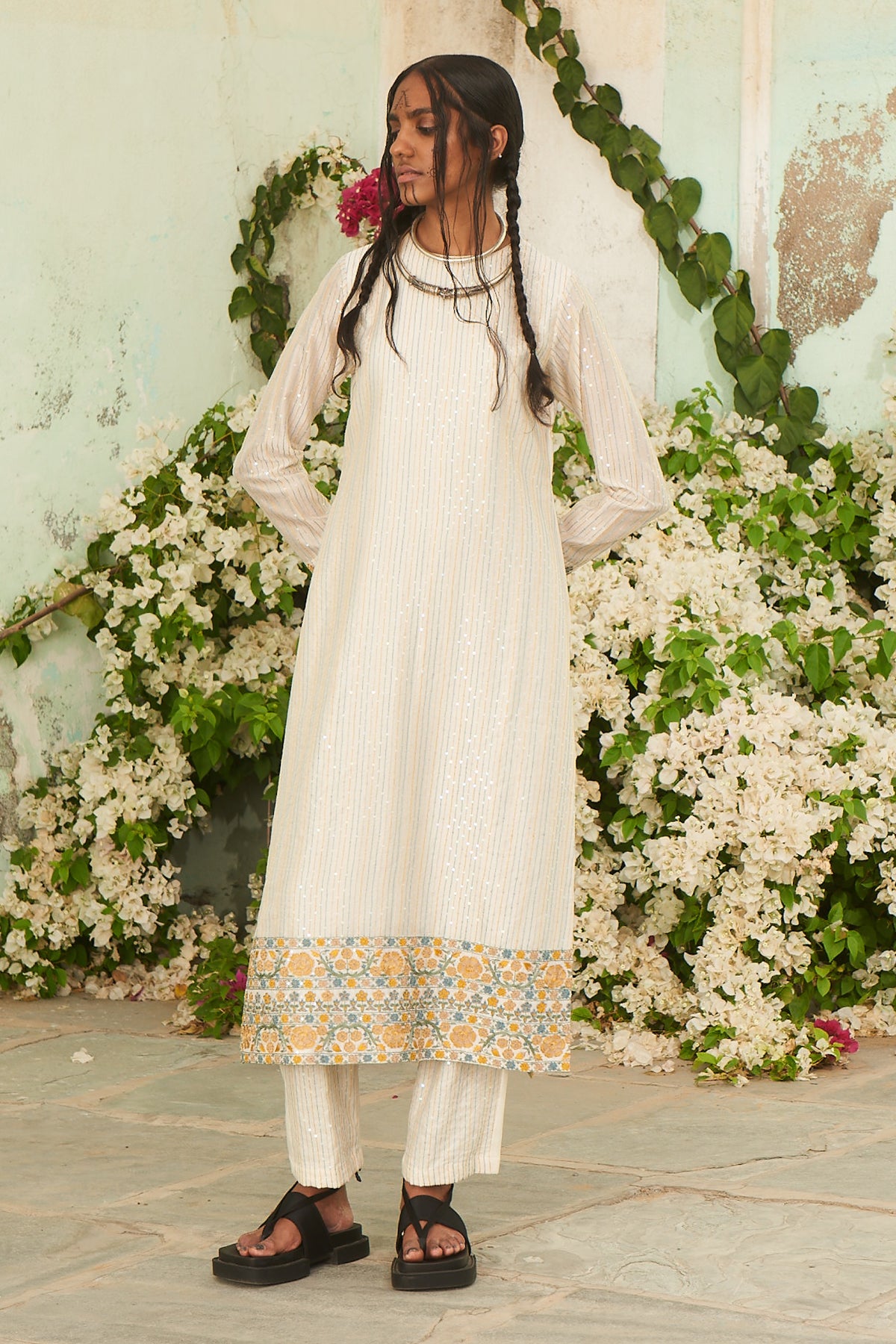 Ivory Ektari Embroidered Kurta with Pants