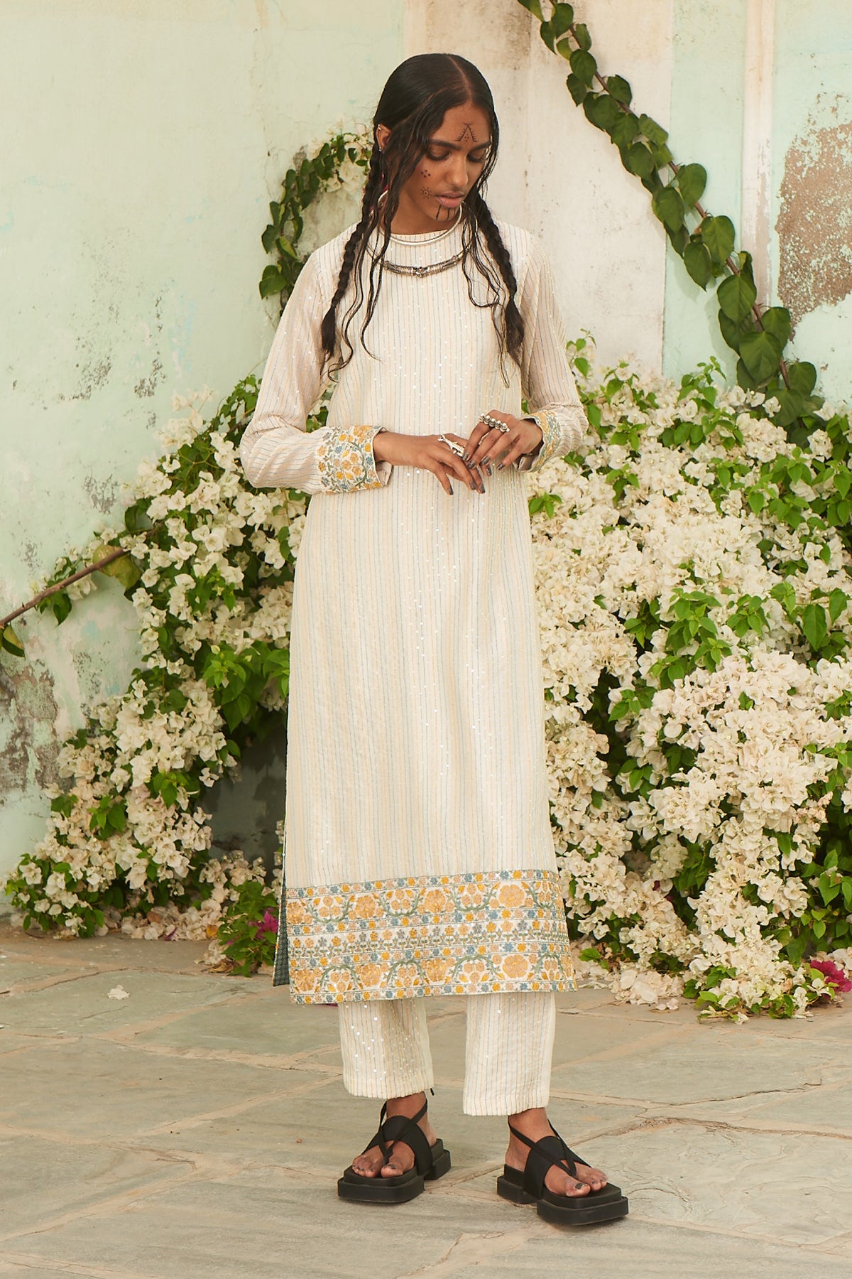 Ivory Ektari Embroidered Kurta with Pants