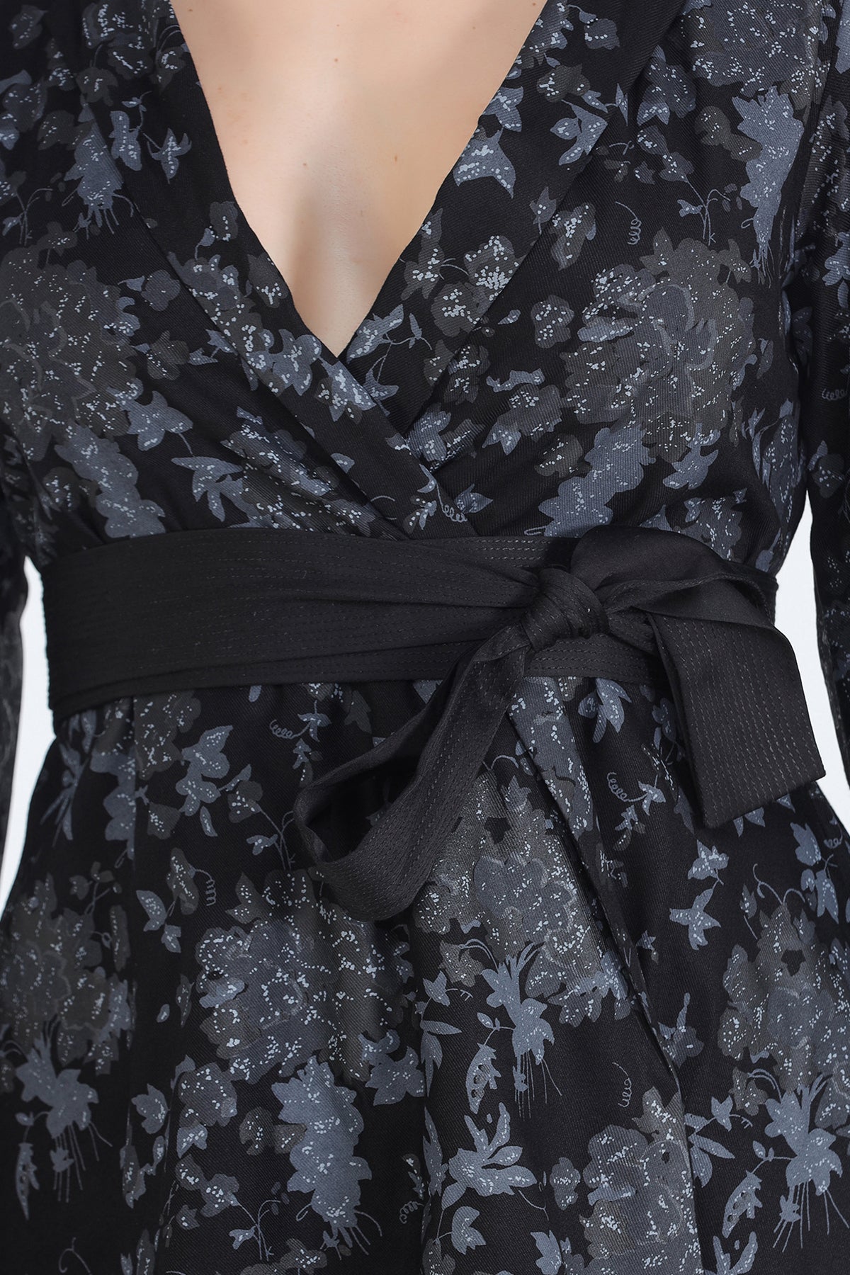 Black Viscose Twill Hand Printed Monochrome Shacket