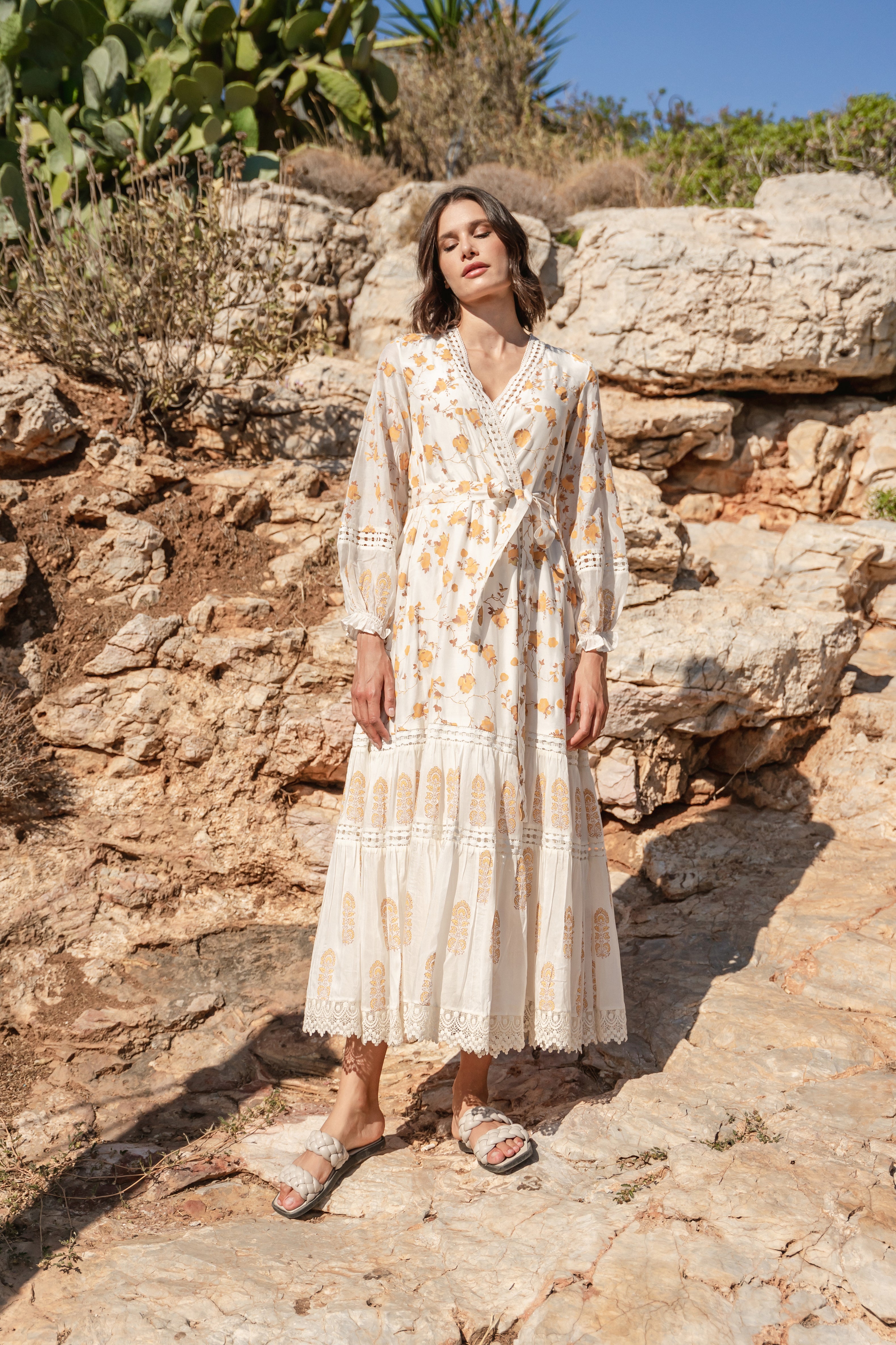 CRACKER PRINTED OVERLAPPING DRESS