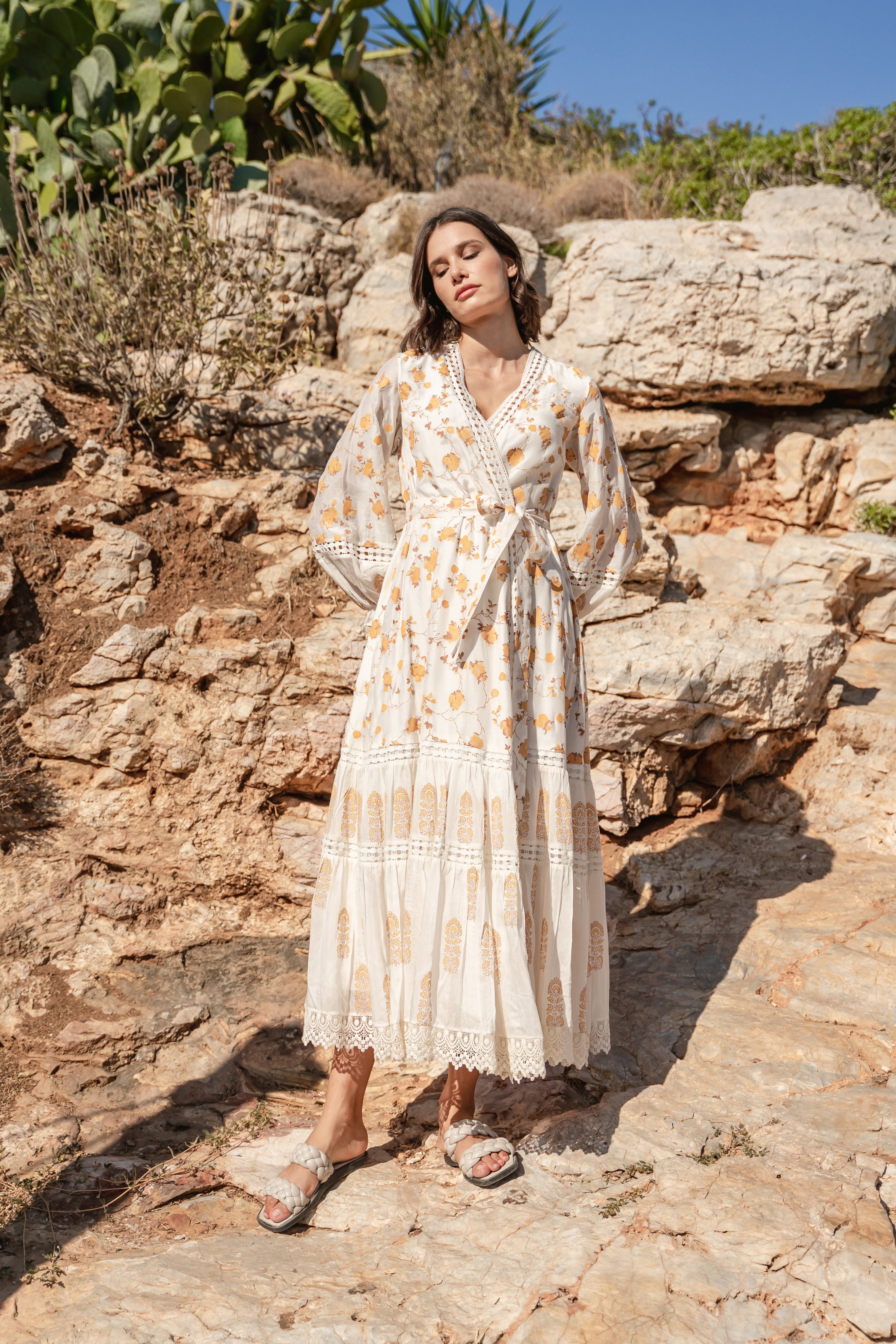 CRACKER PRINTED OVERLAPPING DRESS