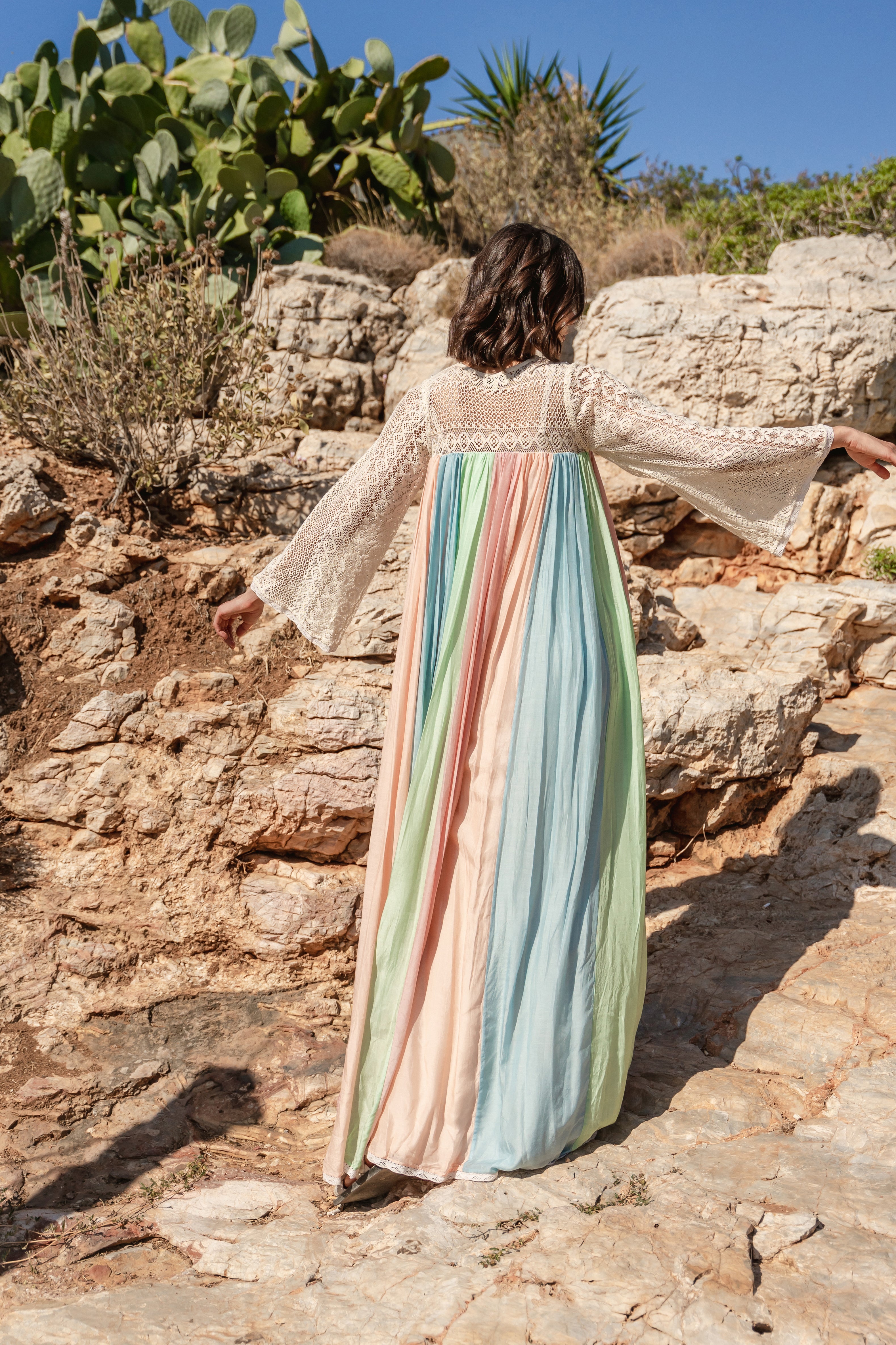Colour block emb dress