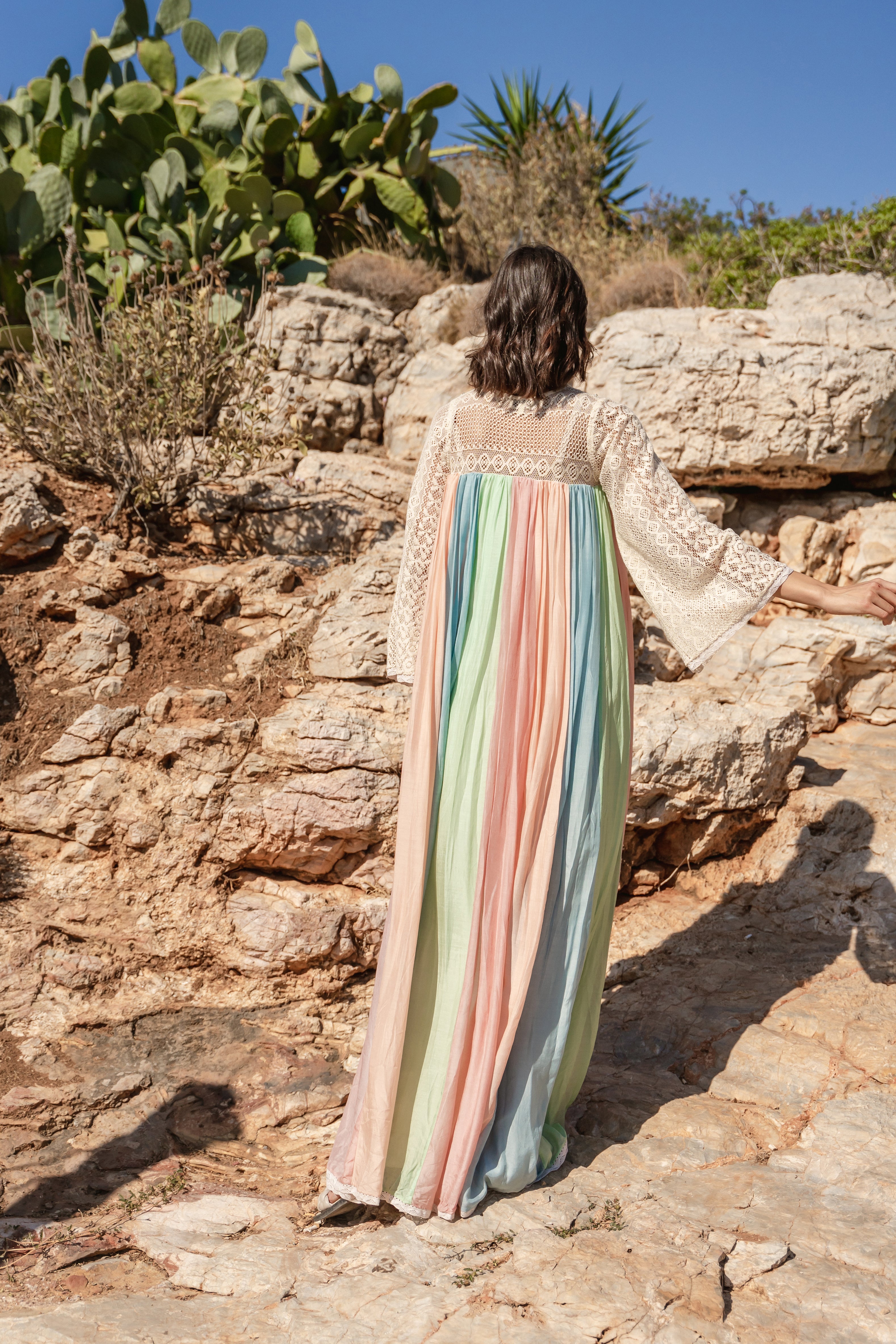 Colour block emb dress