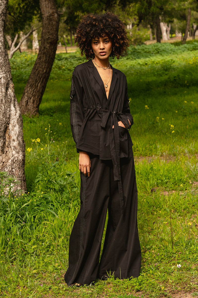 Black poplin shacket pant suit | Rescue