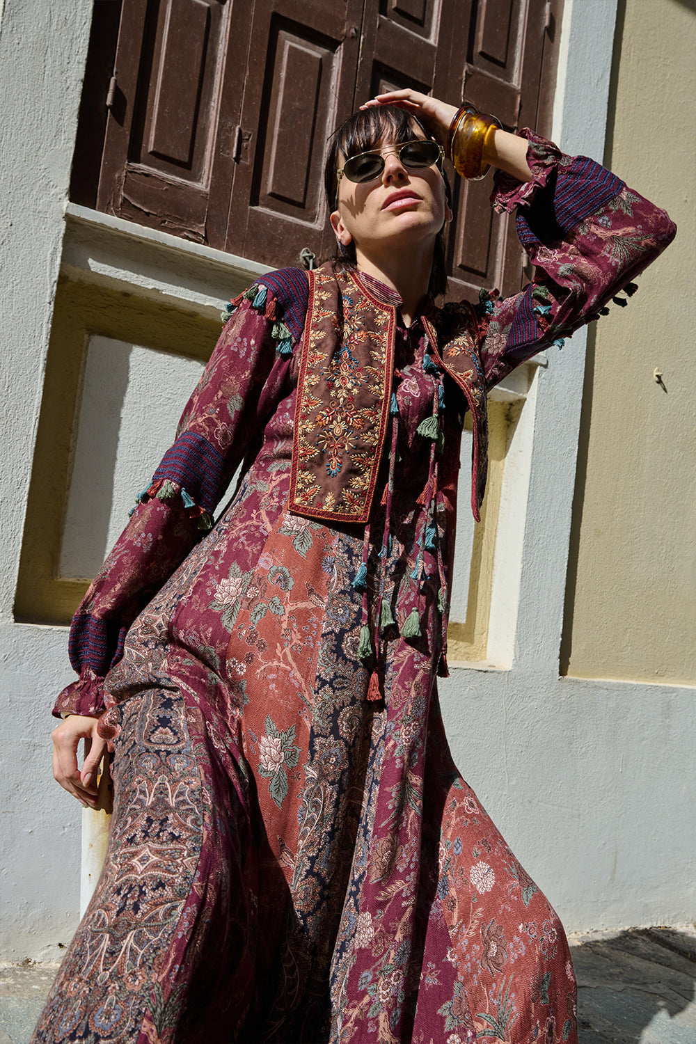 Multicolor Printed Kalidar Dress