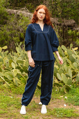 Navy blue poplin pants | Rescue