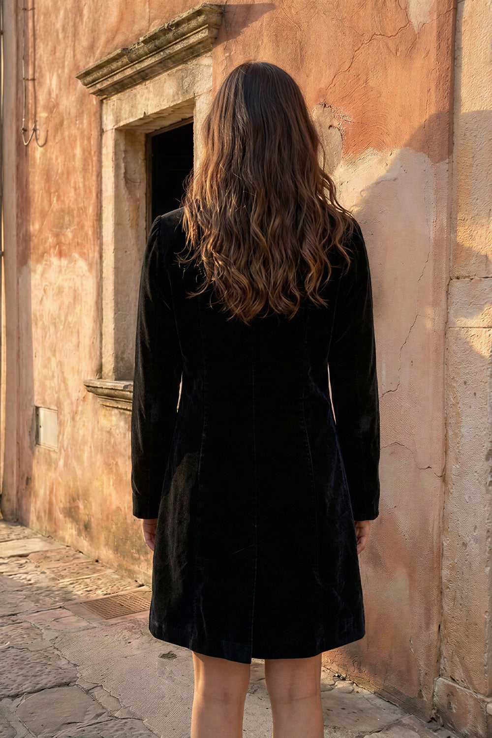Black Velvet Couching Blazer Dress