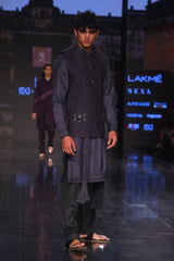 Grey Printed and Quilted Embroidered Bundi With Printed Kurta and Pants | Rescue