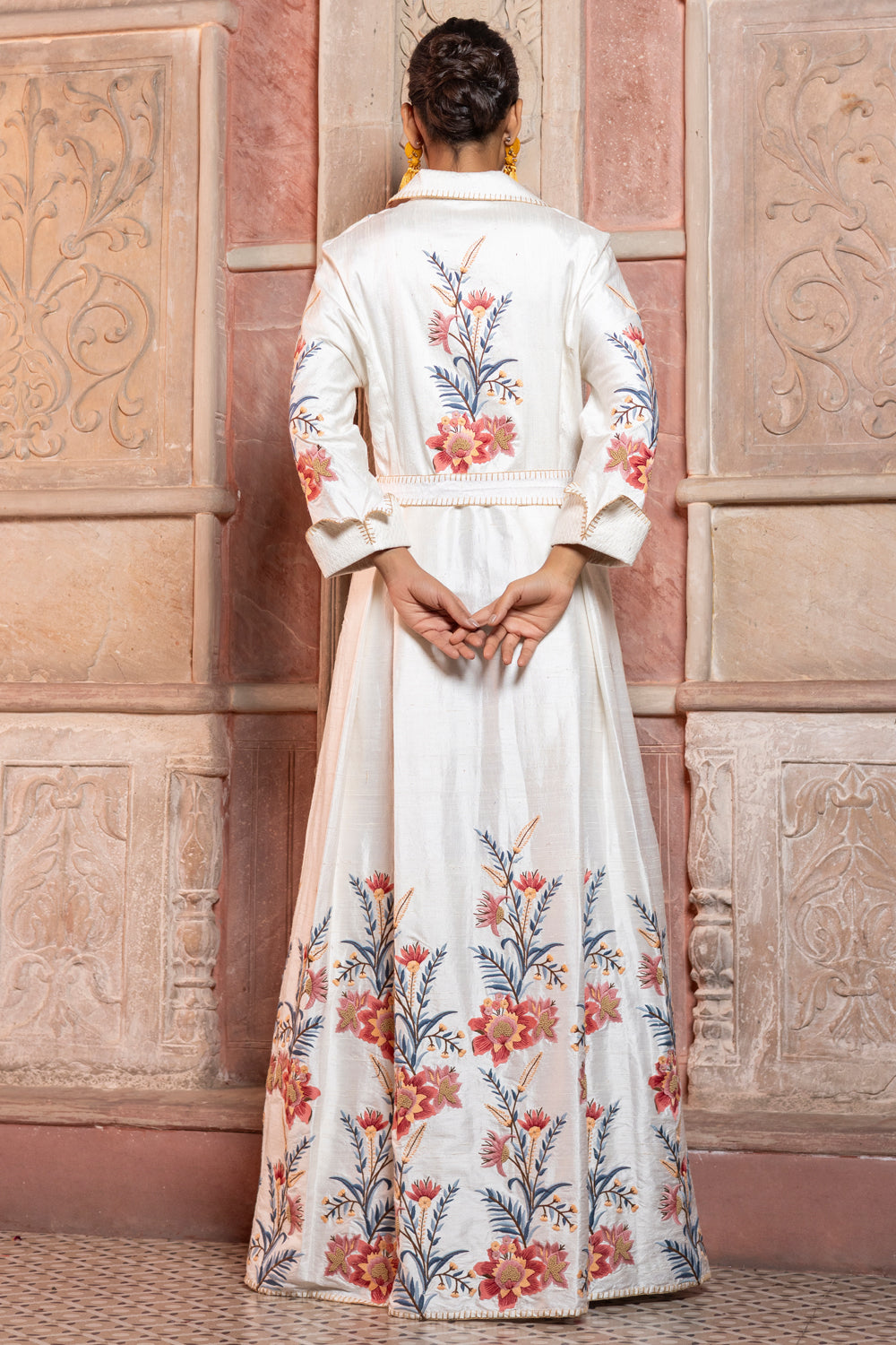 White Chintz Embroidered Maxi with Belt