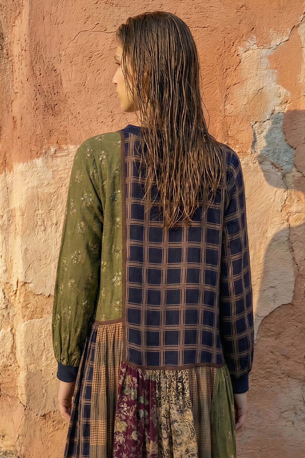 Multi Colour-Block Printed Midi Dress